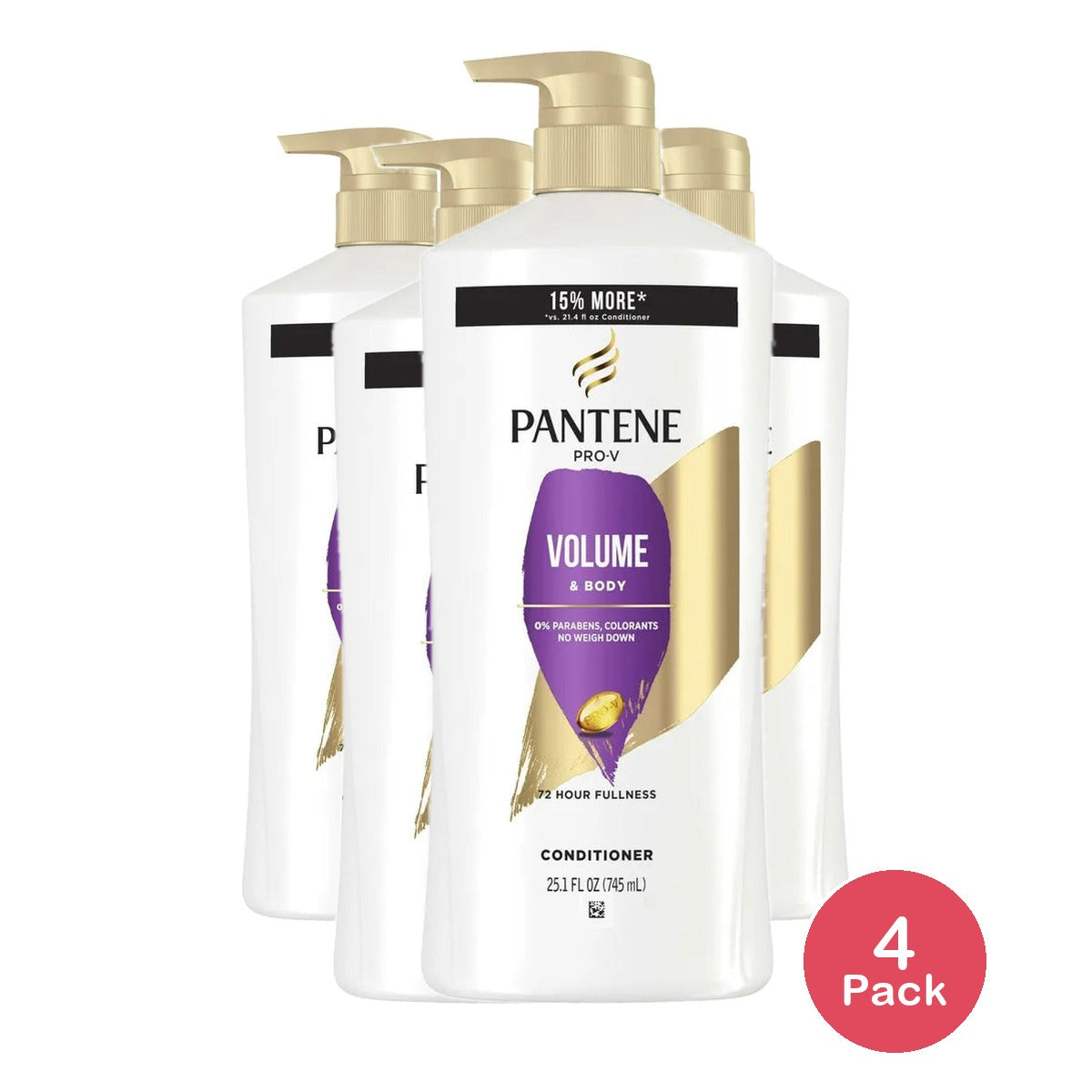 Pantene Sheer Volume 72 HR Fullness Conditioner 25.1 Oz (Pack of 4)