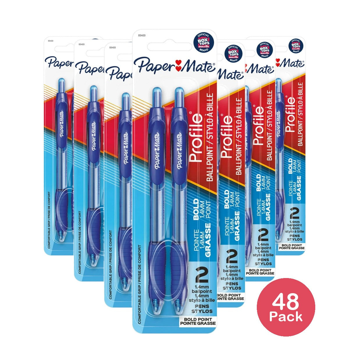 Paper Mate Profile Retractable Ballpoint Pens Bold (1.4mm) Blue 2 Count (Pack of 48)