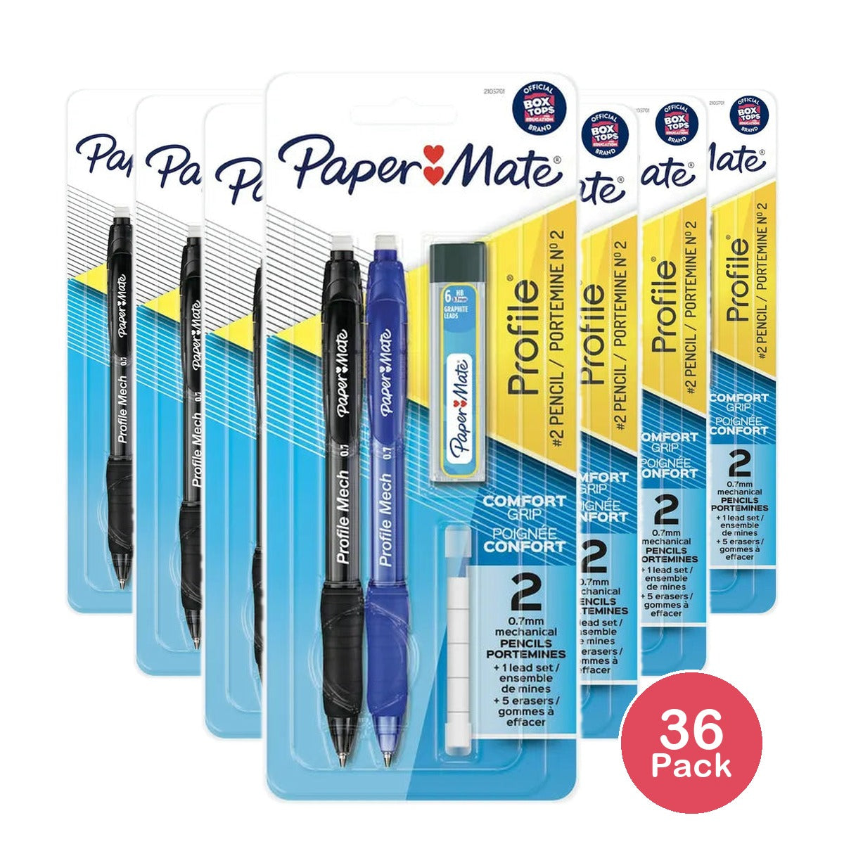 Papermate Profile 0.7mm Mechanical Pencils, Black & Blue, 2-ct 1.4oz (Pack of 36)