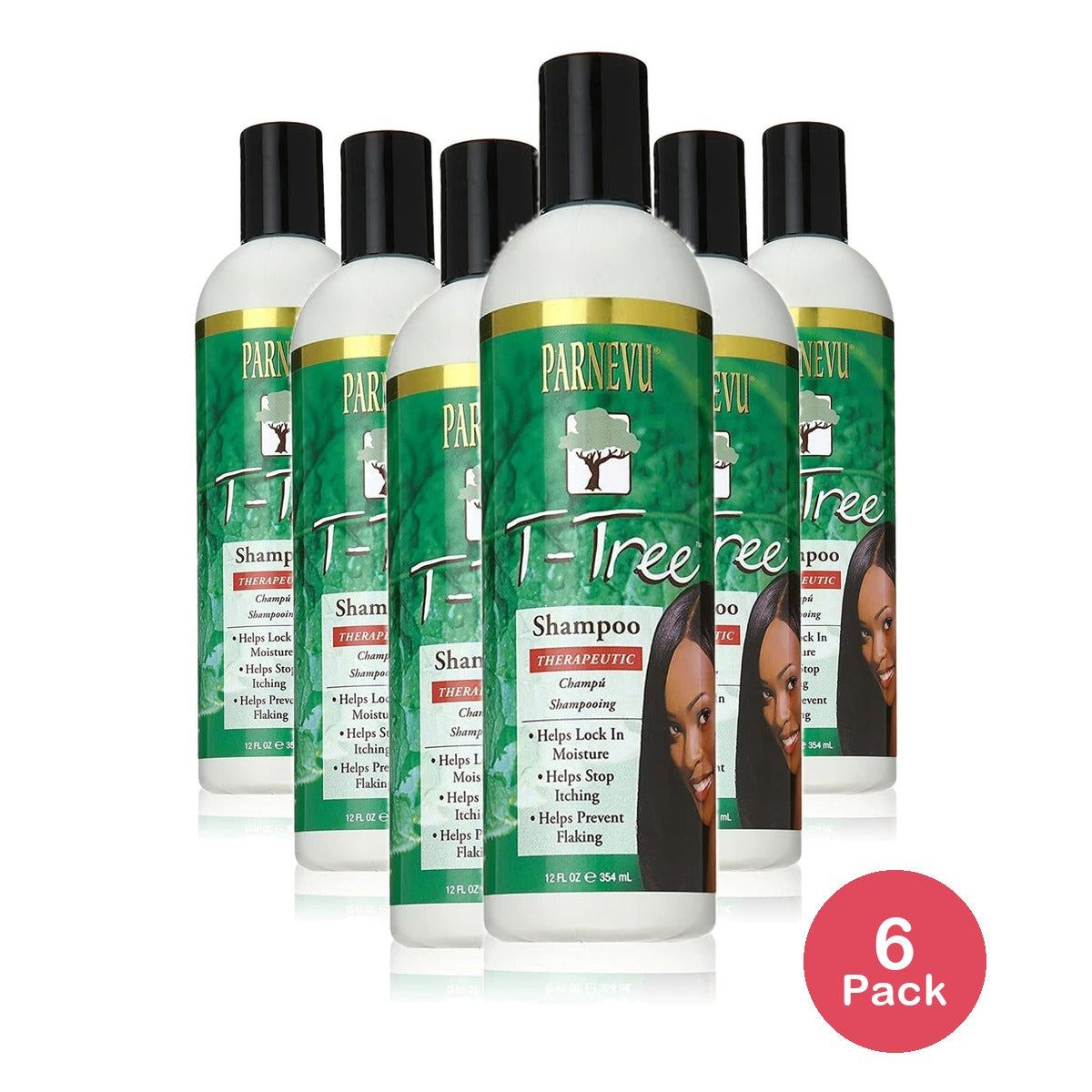Parnevu T-Tree Therapeutic Hair Shampoo Helps Stop Itching (Pack of 6) 12 Oz