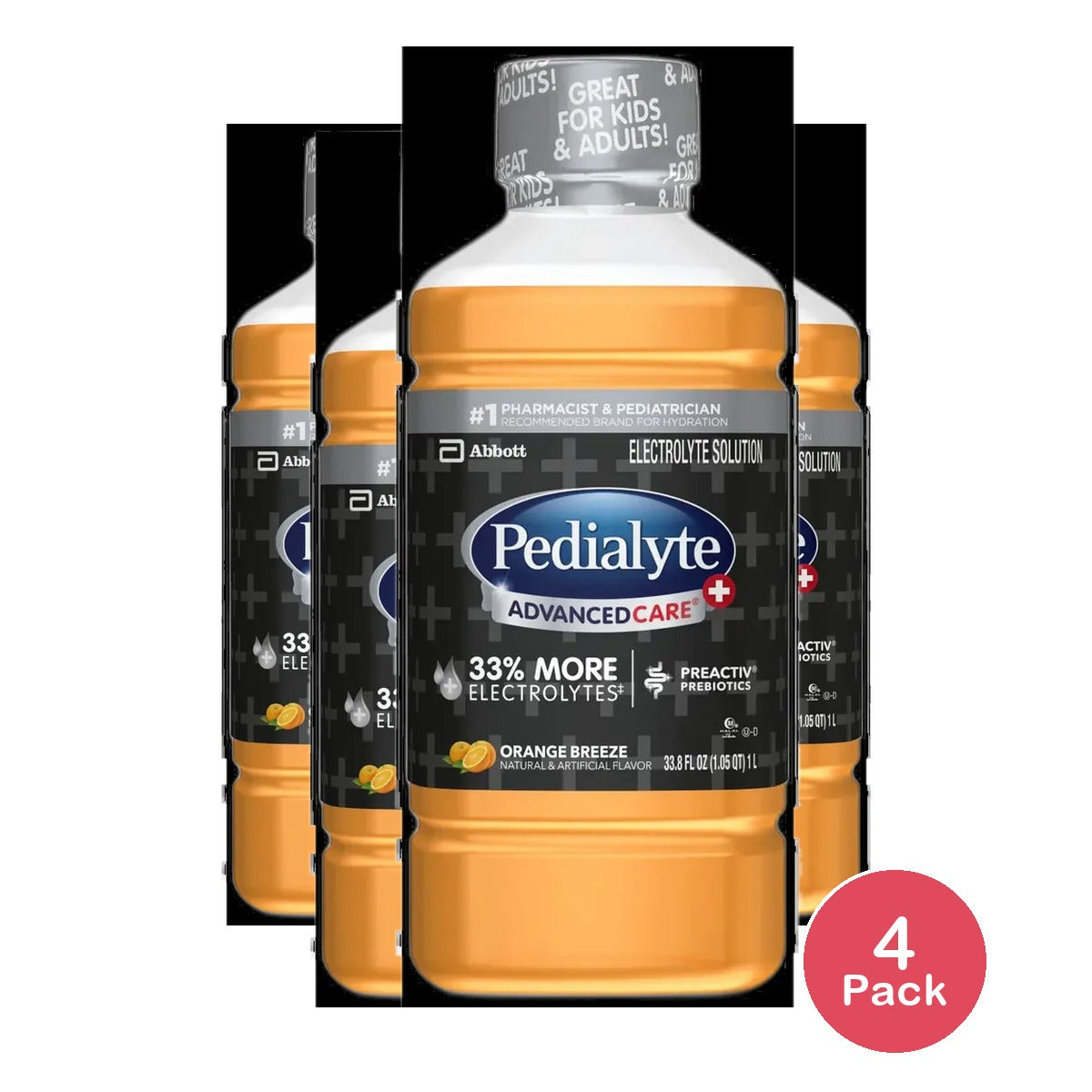 Pedialyte Advanced Care Plus Electrolyte Drinks - Orange - 33.8 fl oz (Pack of 4)