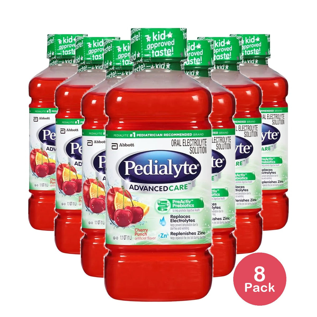 Pedialyte AdvancedCare Electrolyte Solution Cherry 33Oz (Pack of 8)