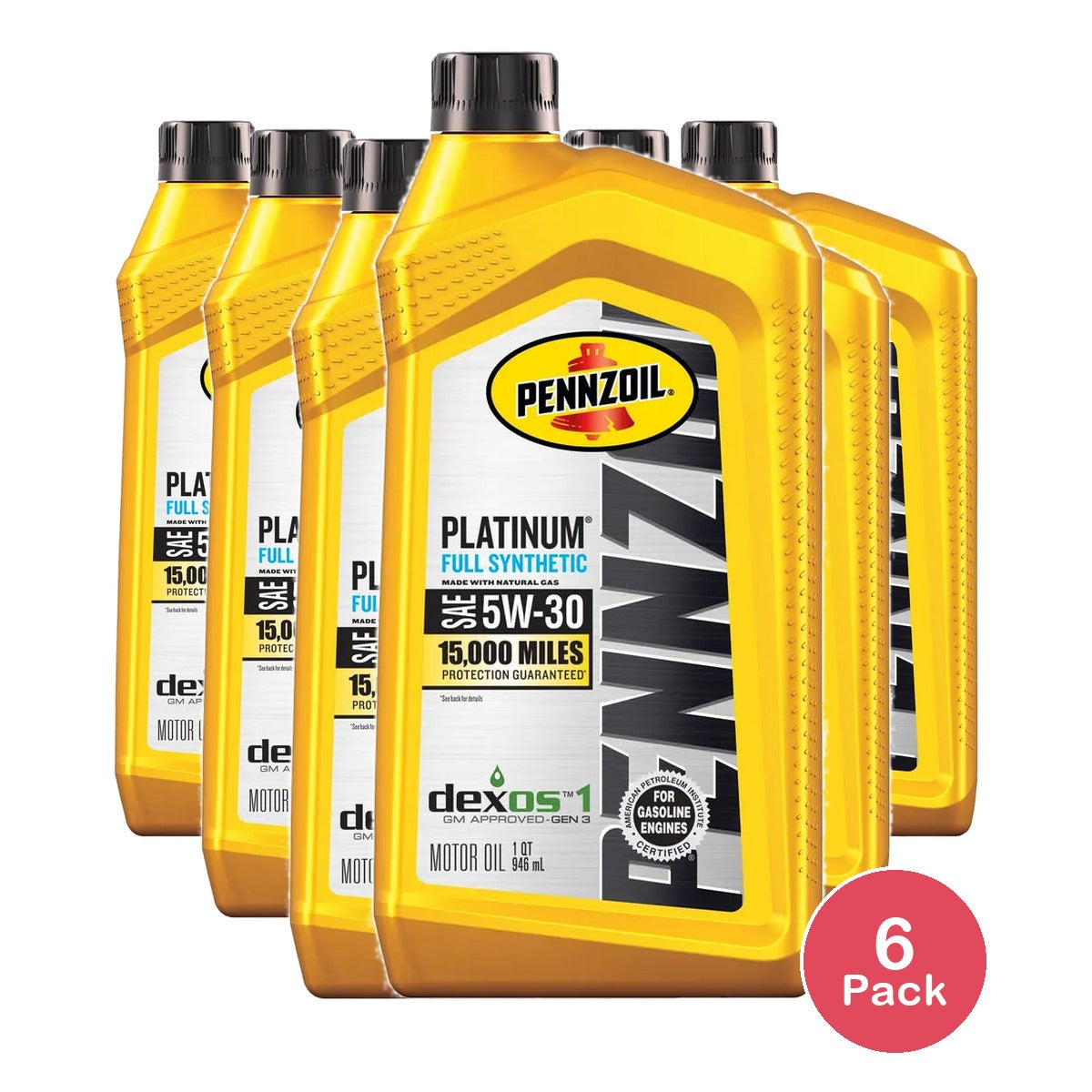 Pennzoil Platinum Full Synthetic Oil 5W-30 1 qt 32oz (Pack of 6)