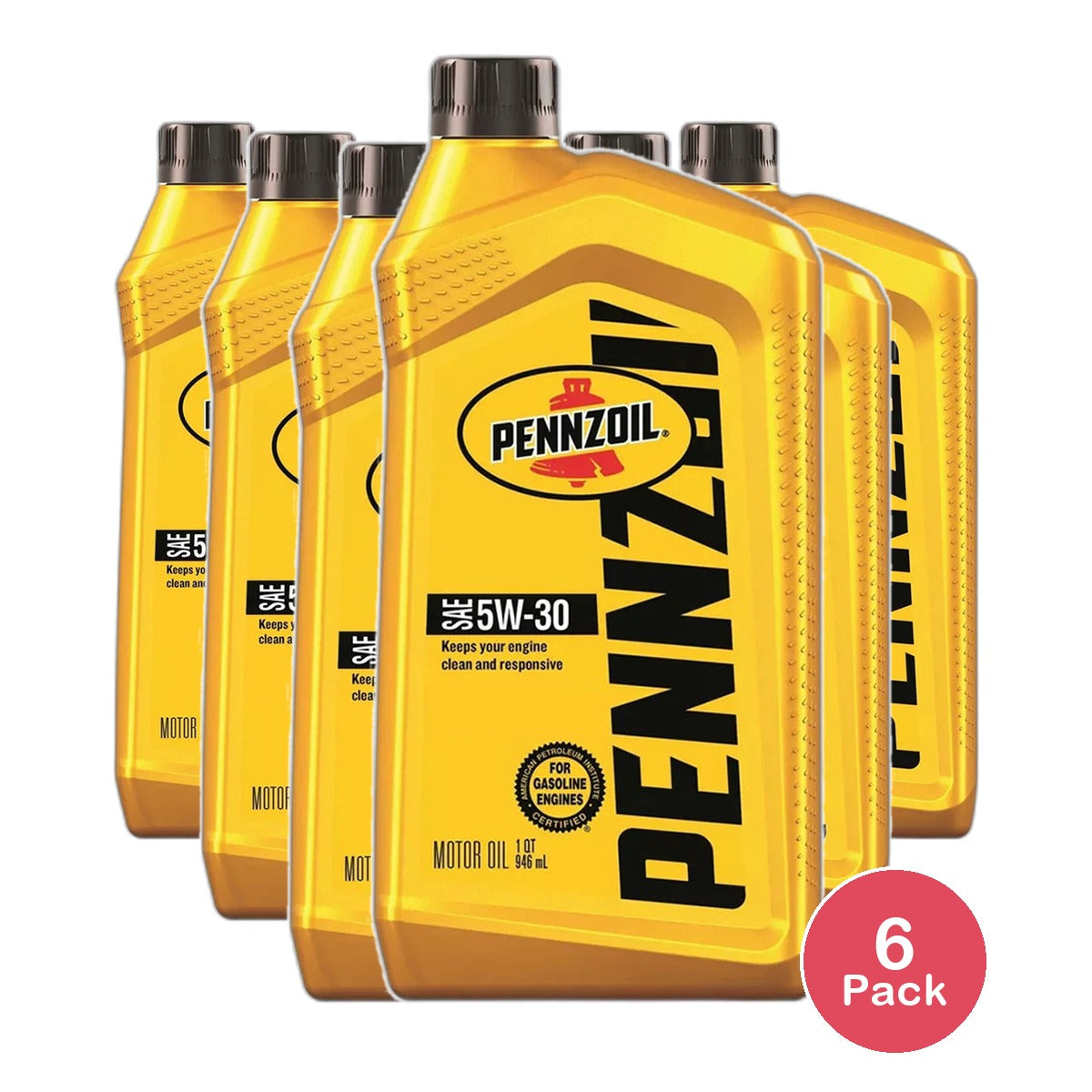 Pennzoil SAE 5W-30 Motor Oil for Gasoline Engine 32 Oz(Pack of 6)