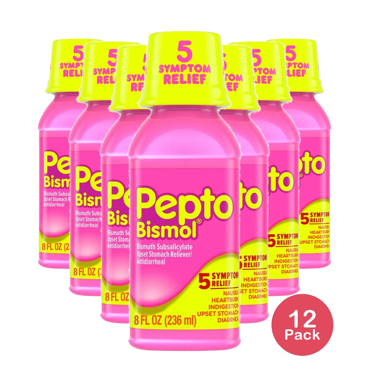 Pepto-Bismol Original Antidiarrheal Upset Stomach and Diarrhea Relief Liquid 8Oz (Pack of 12)