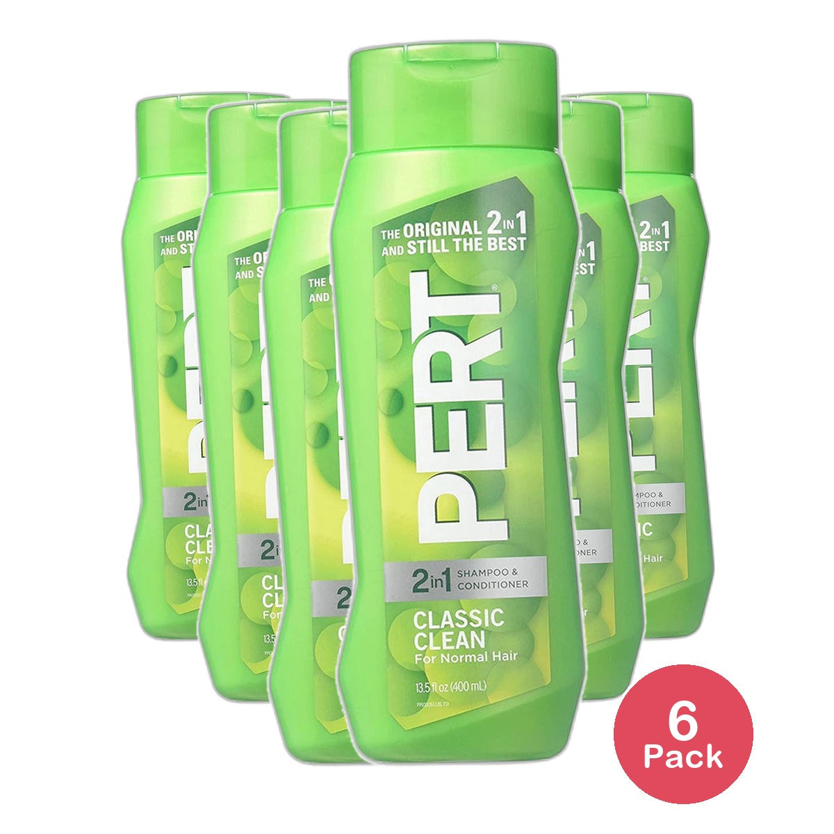 Pert Classic Clean 2 in 1 Shampoo & Conditioner for Normal Hair 13.5Oz (Pack of 6)
