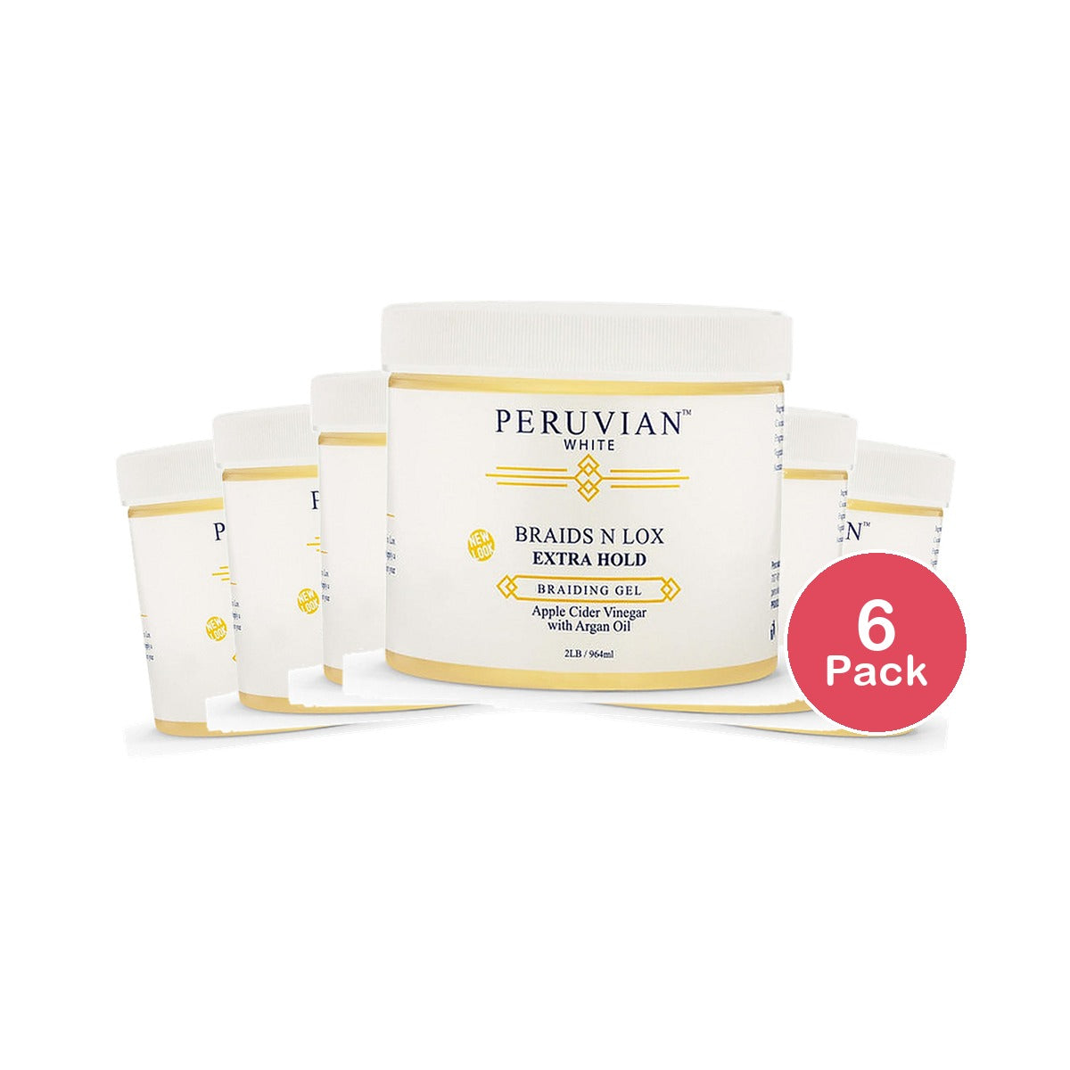 Peruvian White Braids N Lox Extra Hold Gel 16 Fl Oz (Pack of 6)