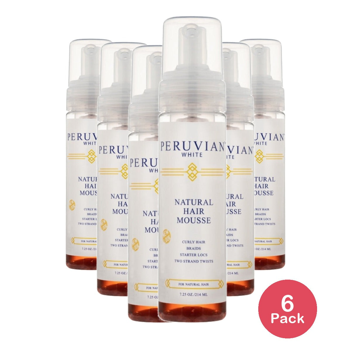 Peruvian White Natural Hair Mousse 7.25 Oz (Pack of 6)