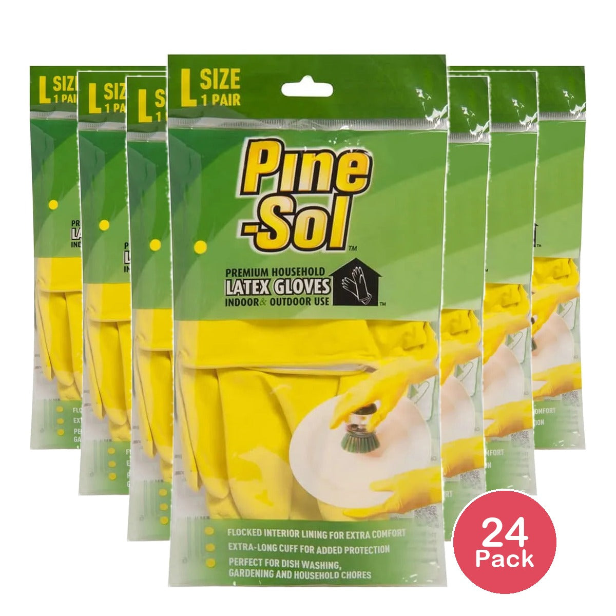 Pine-Sol Premium Latex Gloves Large 1 Pair 2.4Oz (Pack of 24)