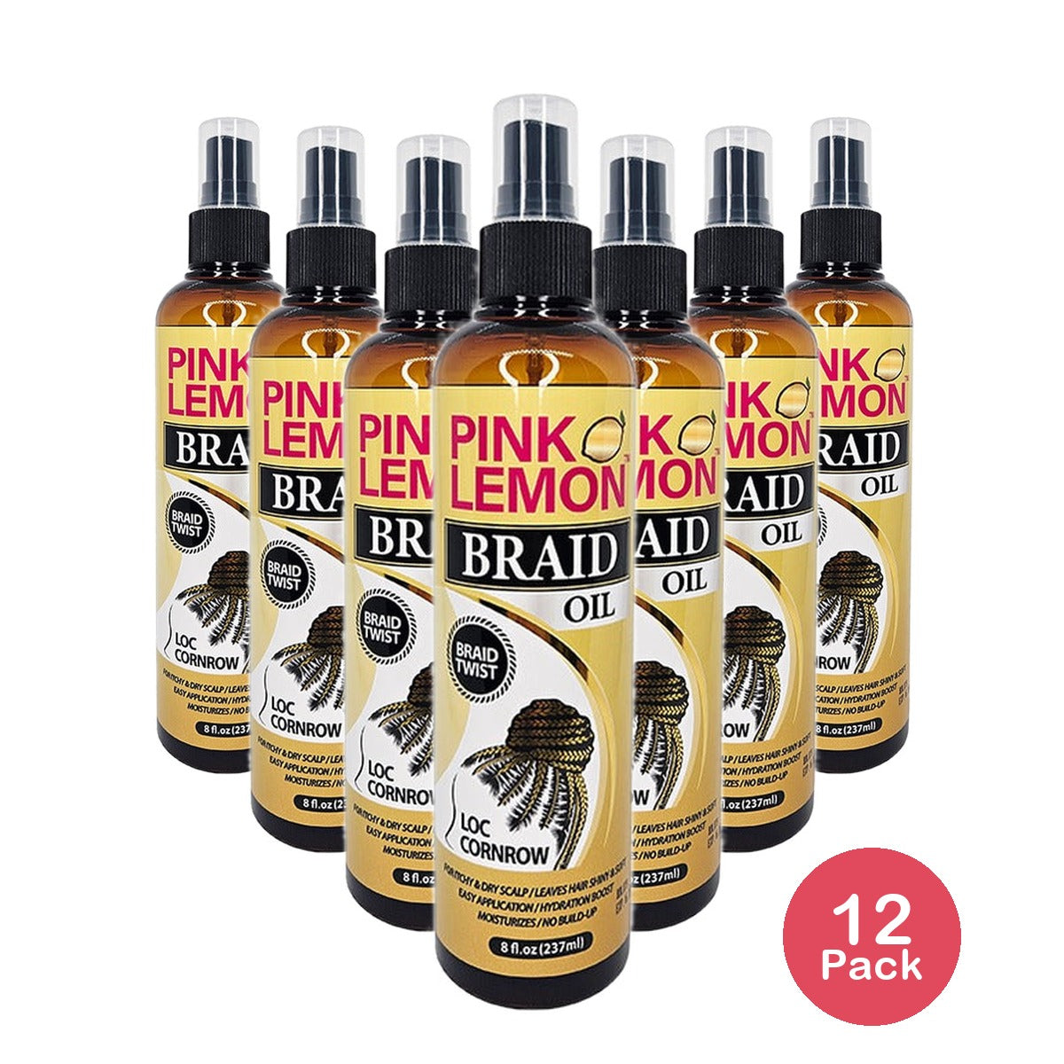 Pink Lemon Braid Oil 8 Oz (Pack of 12)