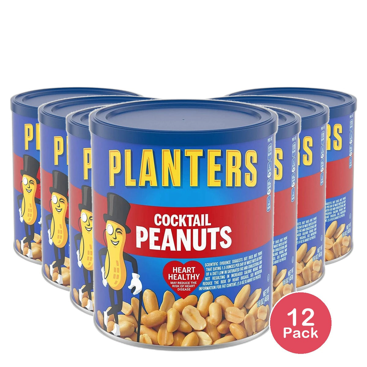Planters Cocktail Peanuts Party Snacks 16Oz (Pack of 12)