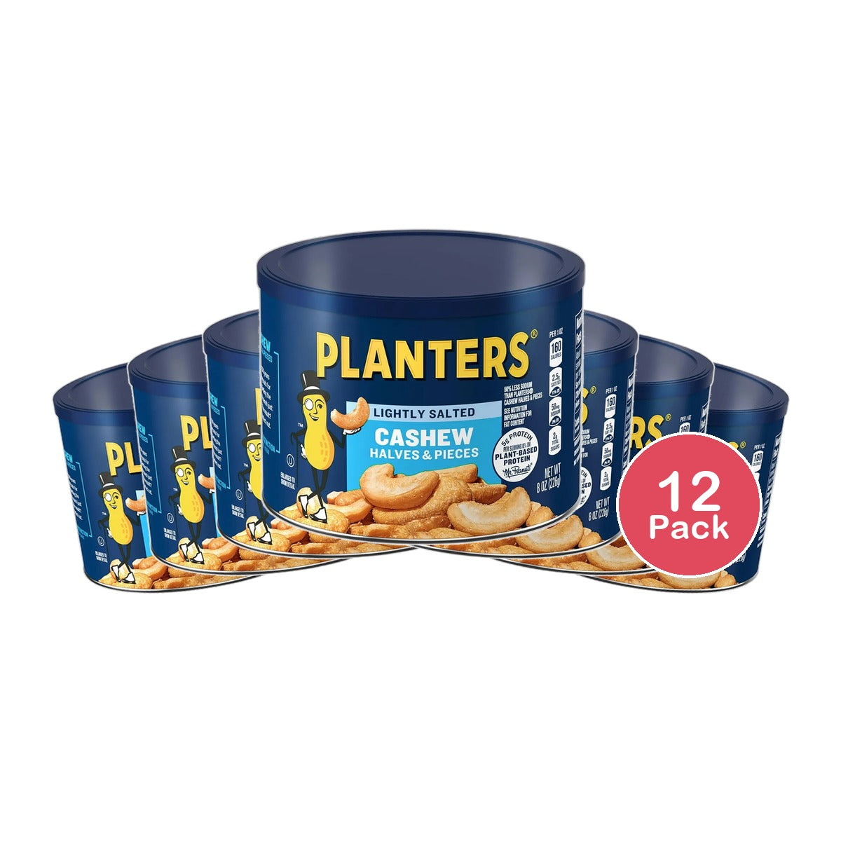 Planters Lightly Salted Cashews Halves and Pieces 8Oz (Pack of 12)
