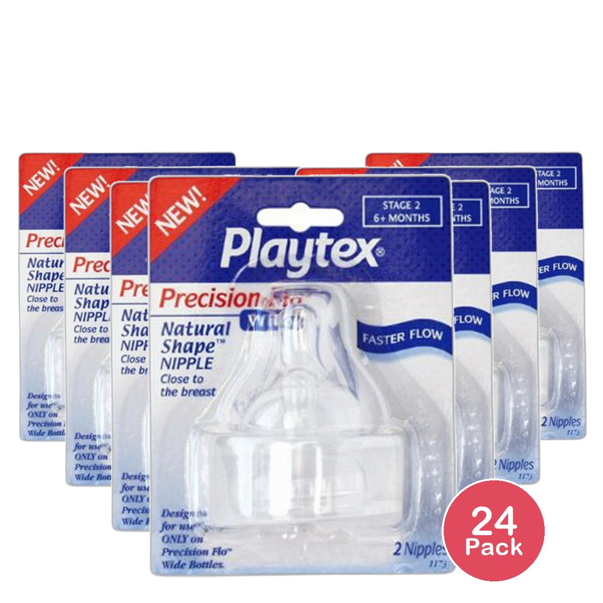Playtex Precision Flo Natural Nipple Wide2 Ea 0.3Oz (Pack Of 24)