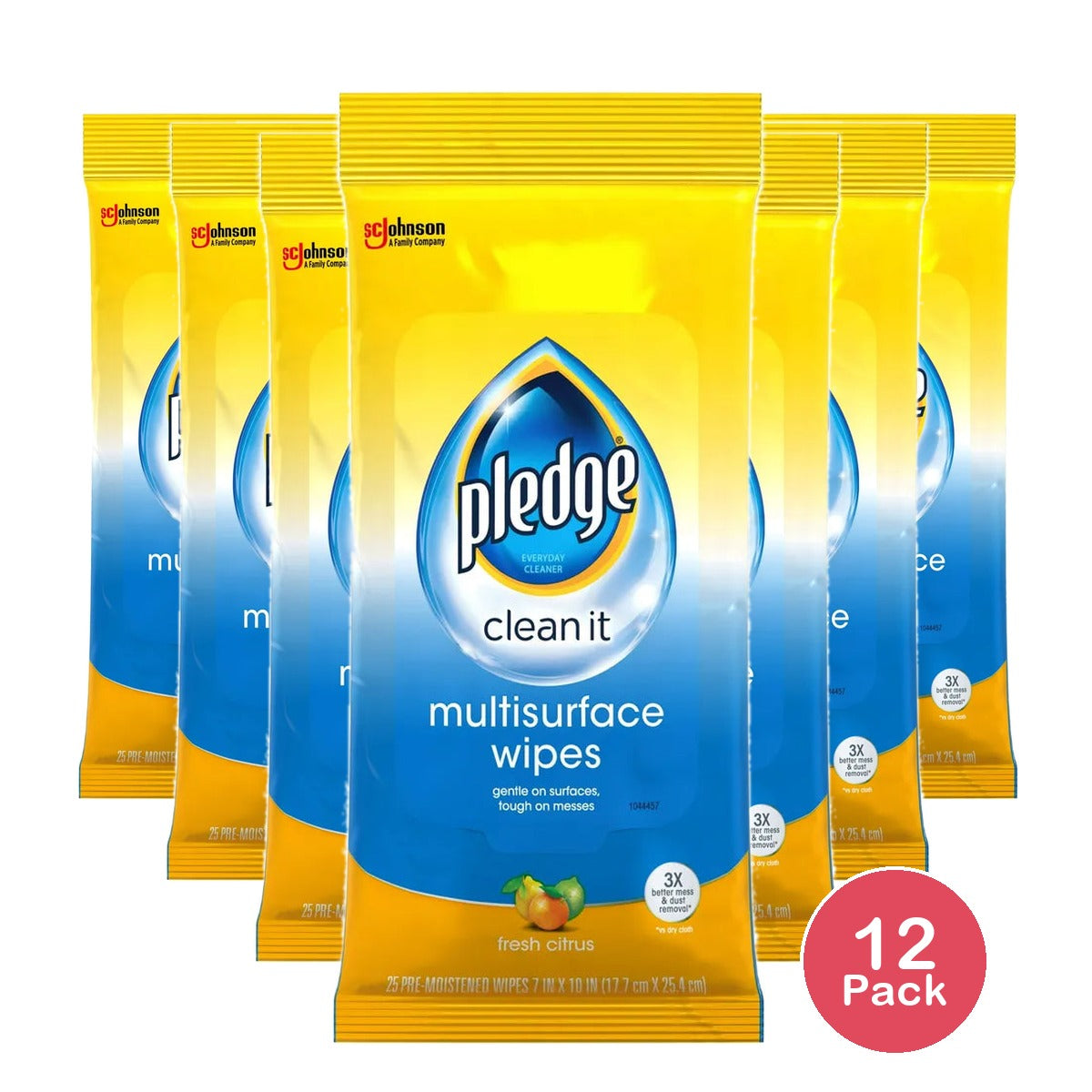 Pledge Clean And Dust Multi Surface Wipes 11.85oz (Pack of 12)