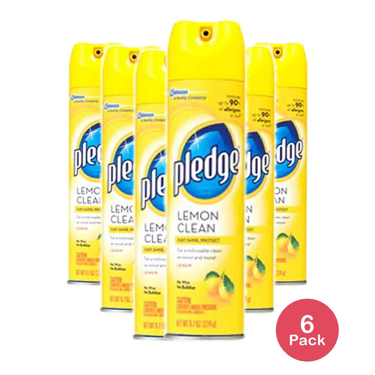 Pledge Lemon Clean Furniturer Polish Spray9.7Oz 12 Pack (Pack of 6)
