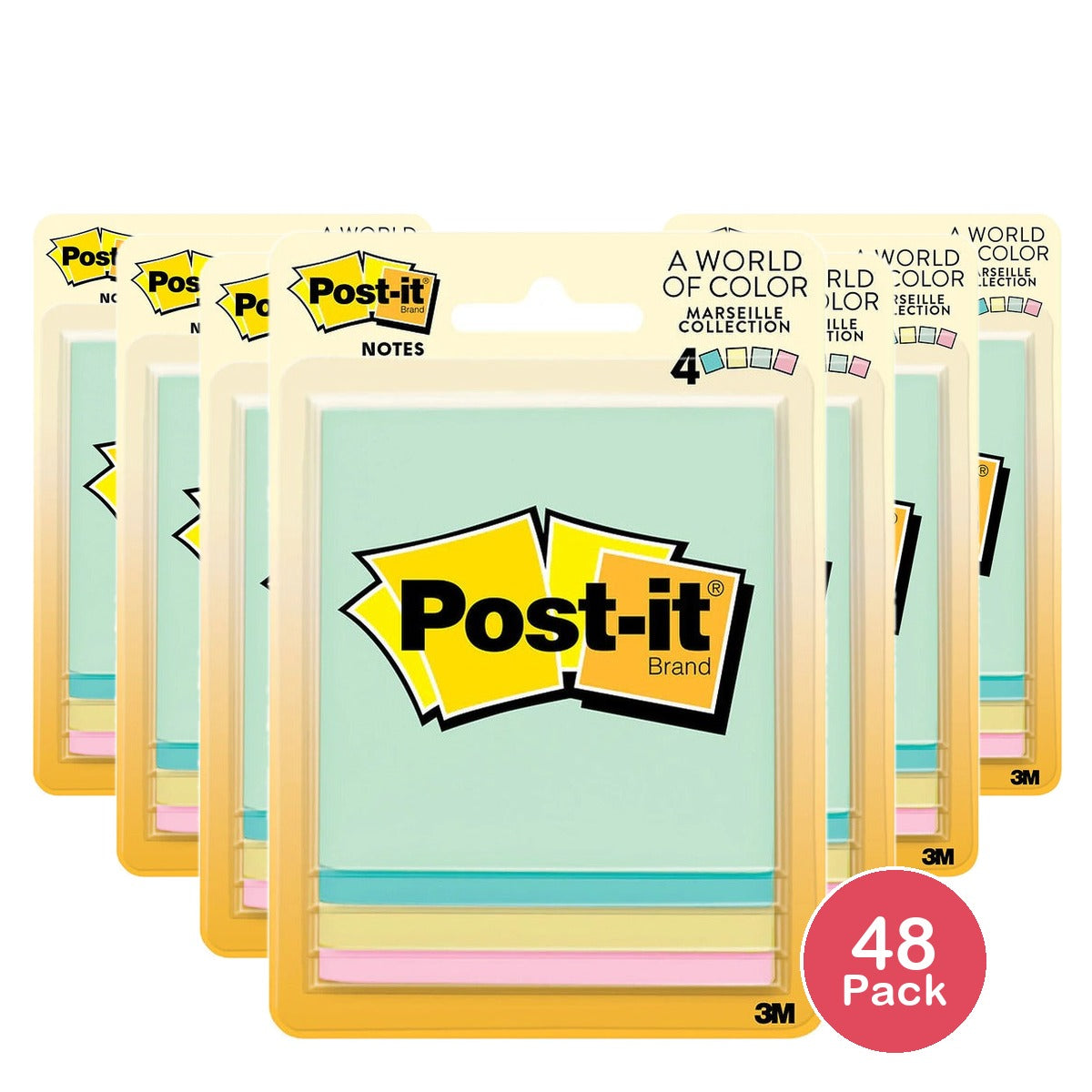 Post-it Notes 3 in x 3 in Marseille Collection (Pack of 48)