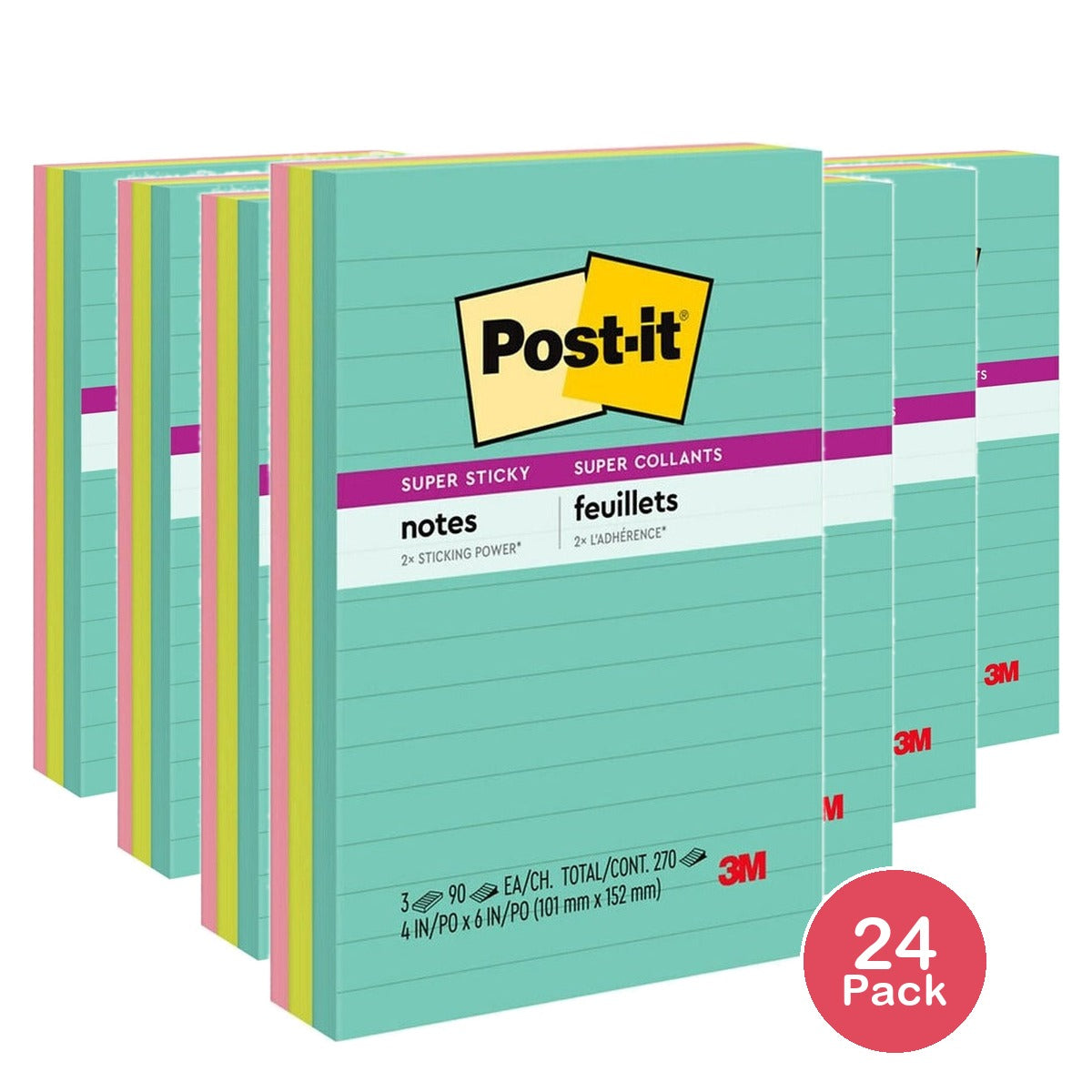 Post-it Super Sticky Notes 4" x 6" (Pack of 24)