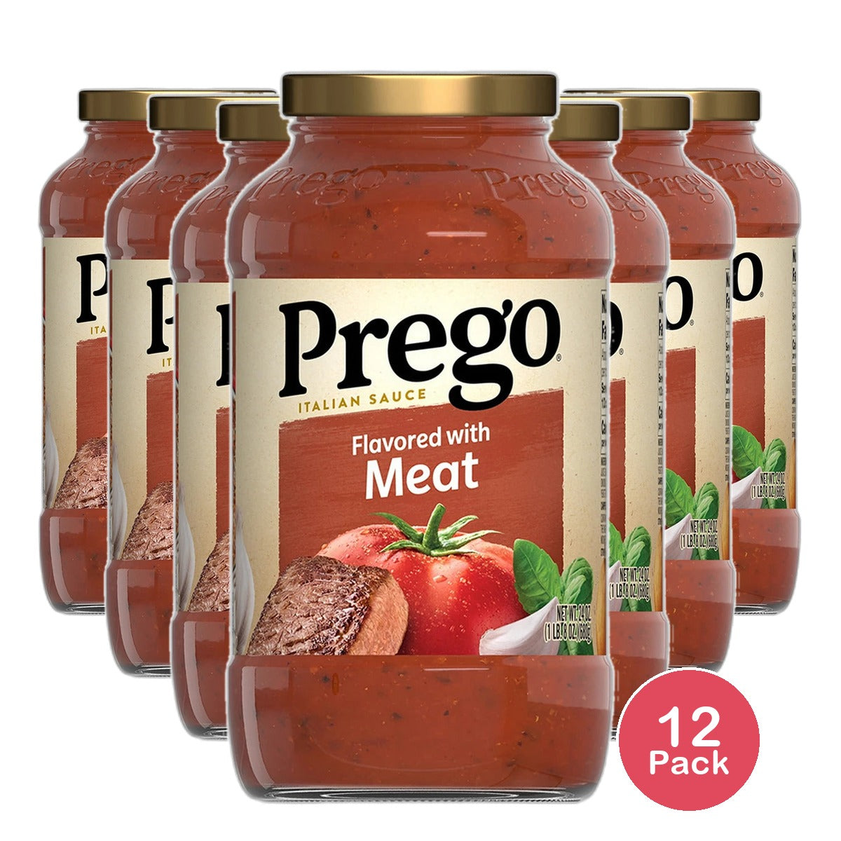 Prego Italian Tomato Spaghetti Sauce Flavored with Meat Jar 24Oz (Pack of 12)