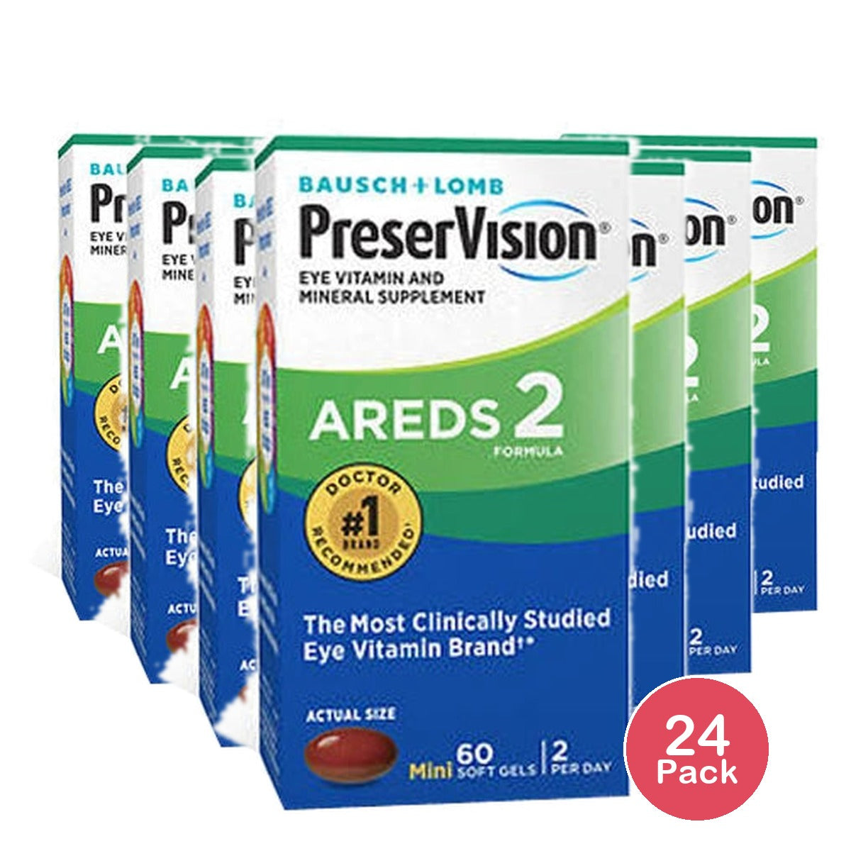 PreserVision AREDS 2 Eye Vitamin & Mineral with OCUSorb Contains Lutein & Zeaxa 0.7 Oz (Pack of 24)
