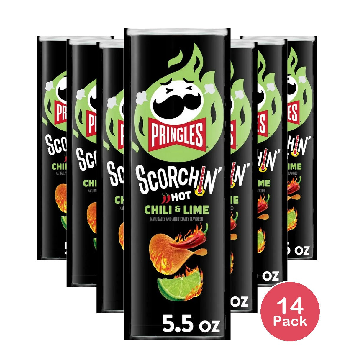 Pringles Scorchin Chili Chips 5.5 oz (Pack of 14)