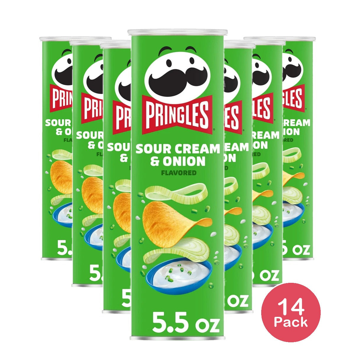 Pringles Sour Cream and Onion Potato Crisps Chips Lunch Snacks 5.5 Oz (Pack of 14)