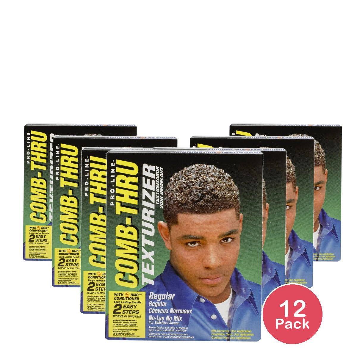 Pro Line II Men's Regular Comb-Thru Texturizer Kit for Sensitive Scalps All Hair (Pack of 12)