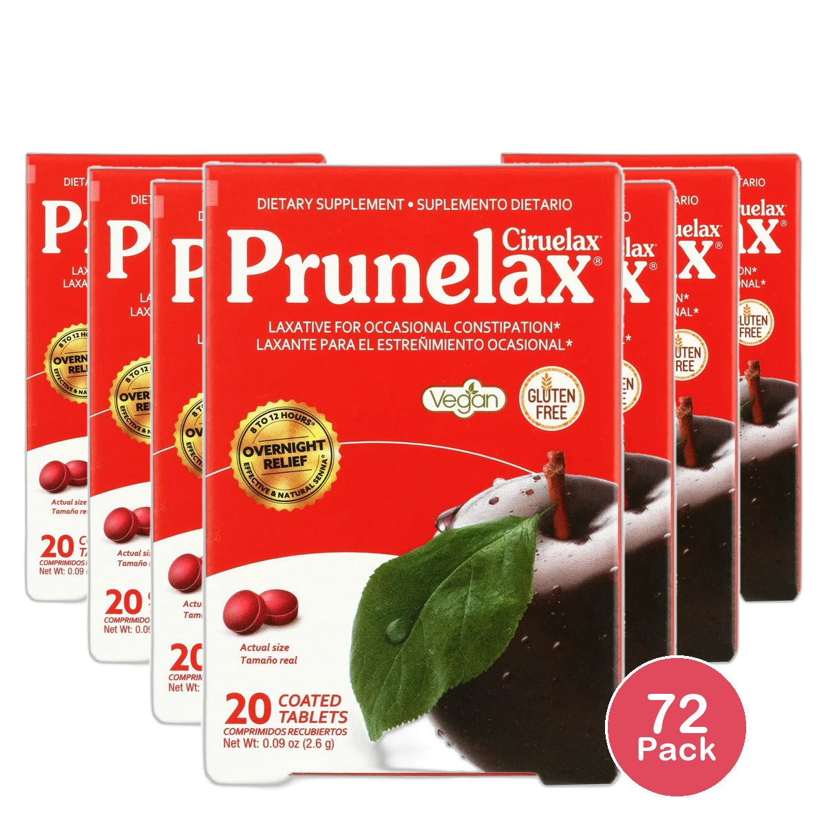 Prunelax Ciruelax Minitabs Natural Laxative Coated Tablets 0.09Oz (Pack Of 72)