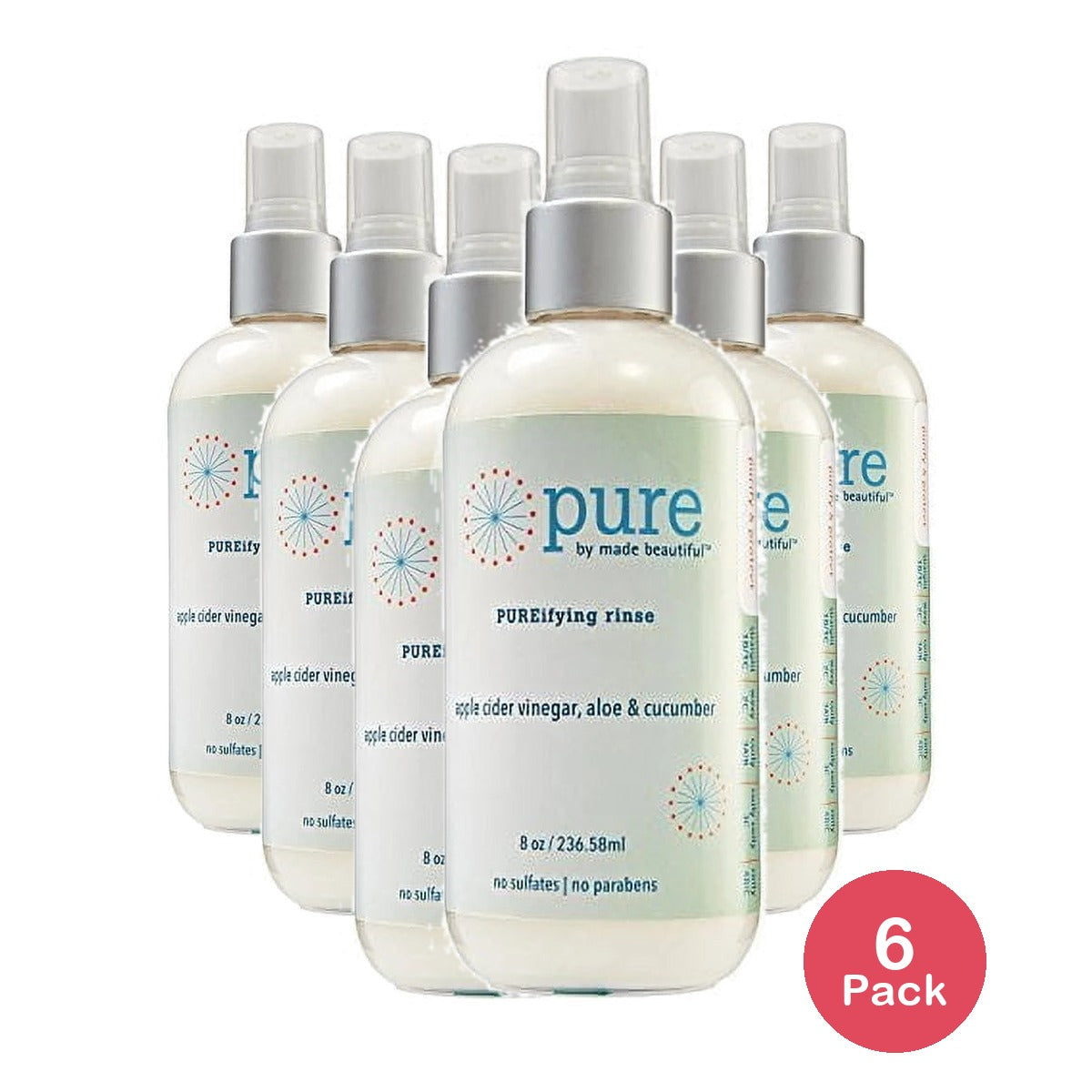 Pure by Made Beautiful Apple Cider Vinegar and Cucumber Pureifying Rinse 8 Oz (Pack of 6)