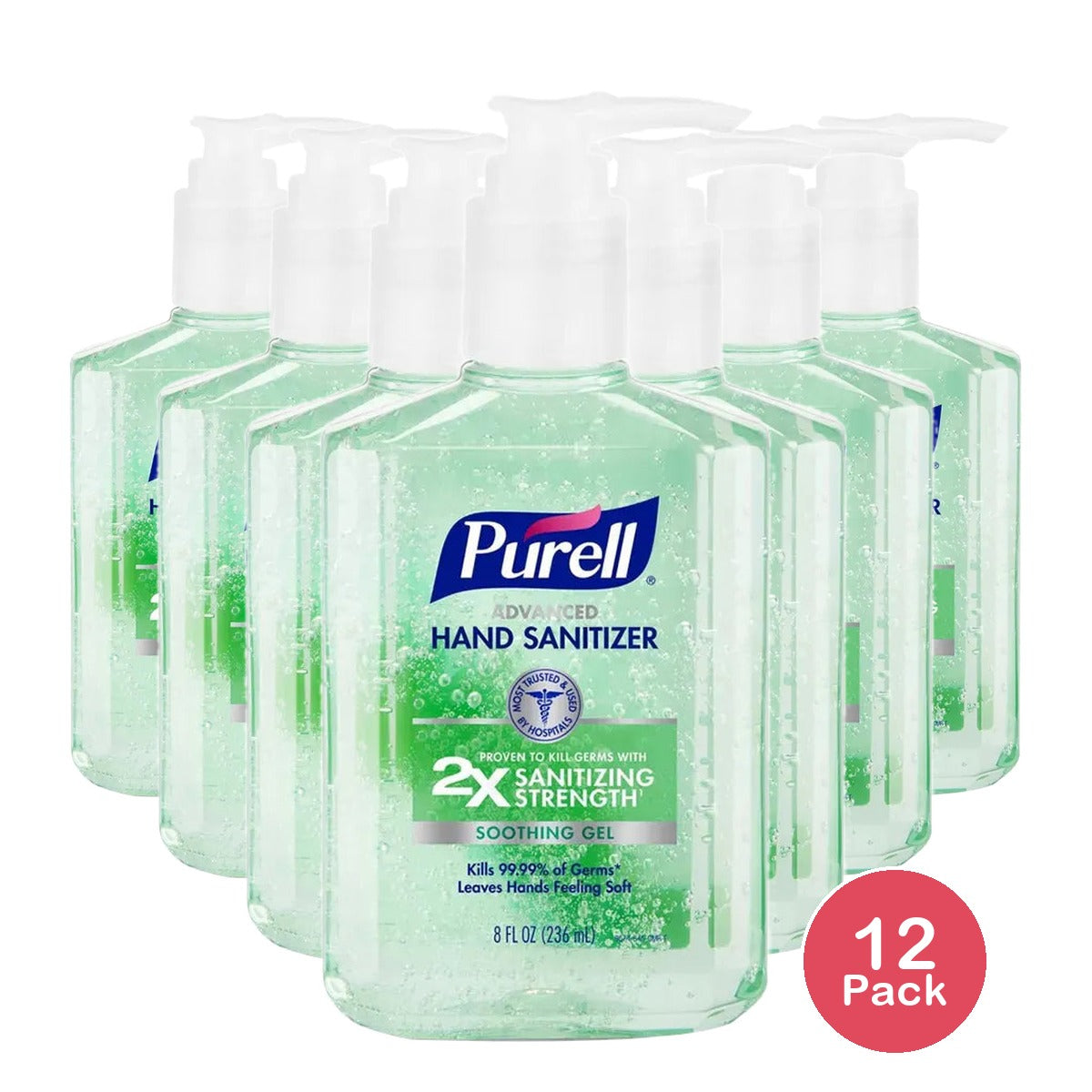 Purell Advanced Hand Sanitizer Soothing Gel 8Oz (Pack of 12)