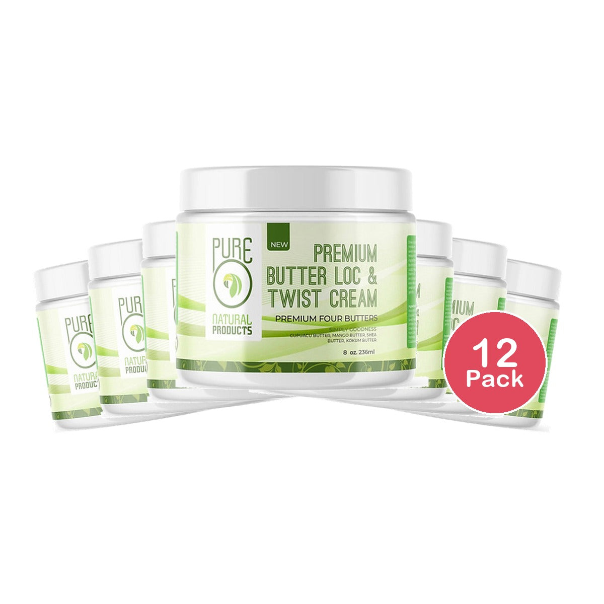 PureO Natural Butter Loc & Twist Cream 8 Oz (Pack of 12)
