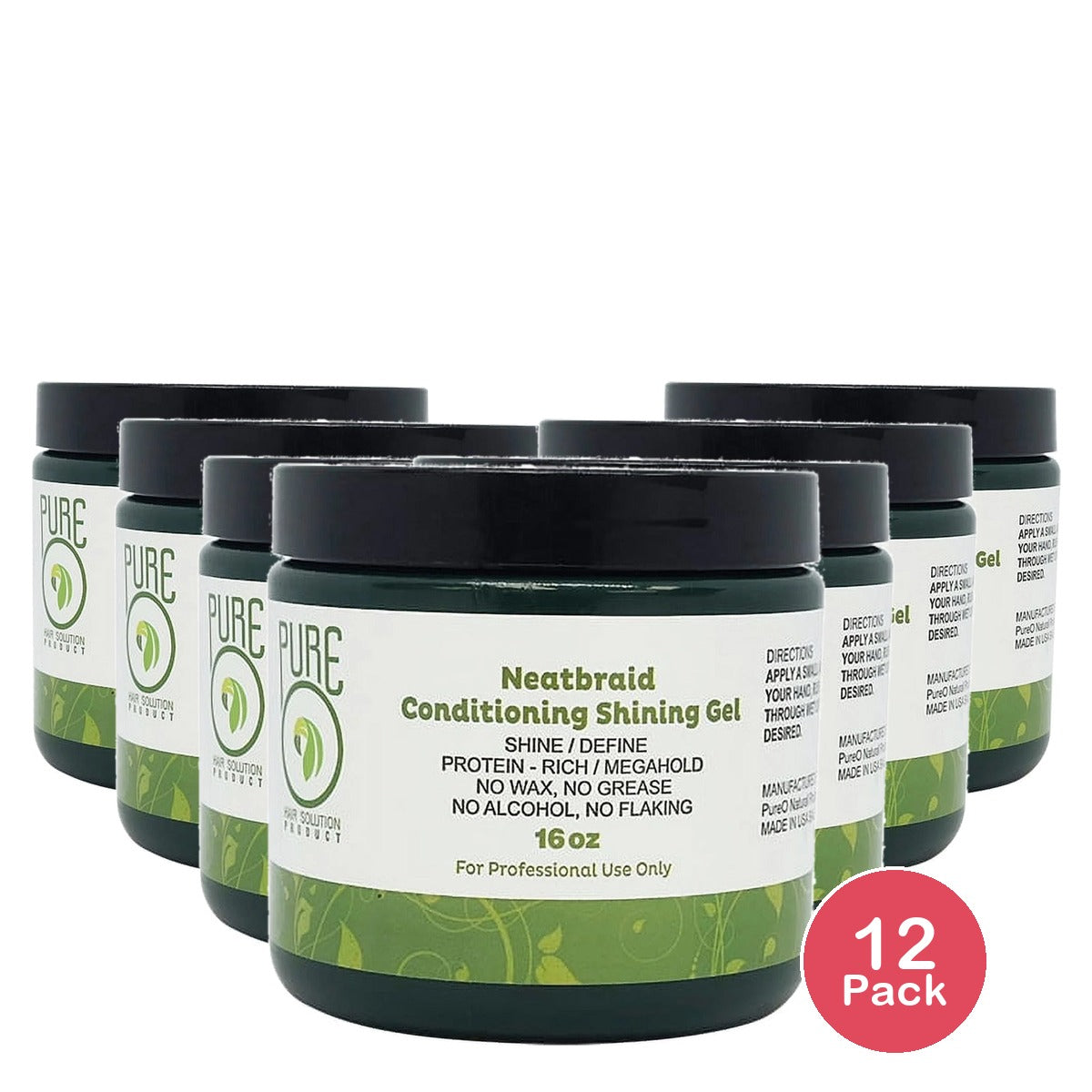 PureO Natural Neatbraid Conditioning Gel 16 Oz (Pack of 12)