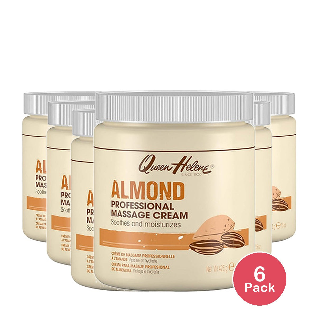 Queen Helene Almond Scented Massage Cream 15 Oz (Pack of 6)
