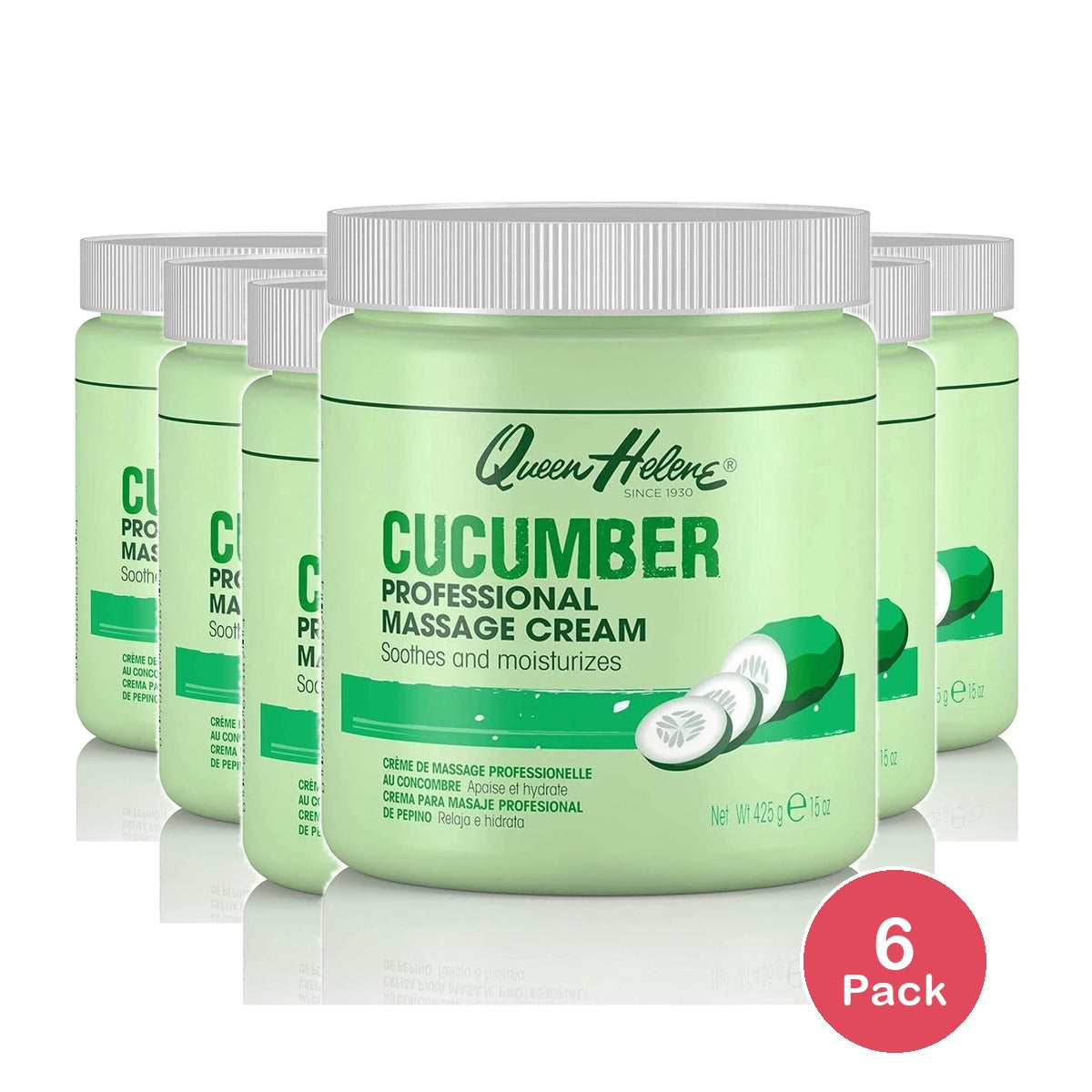 Queen Helene Professional Massage Cream Cucumber 15 Oz (Pack of 6)