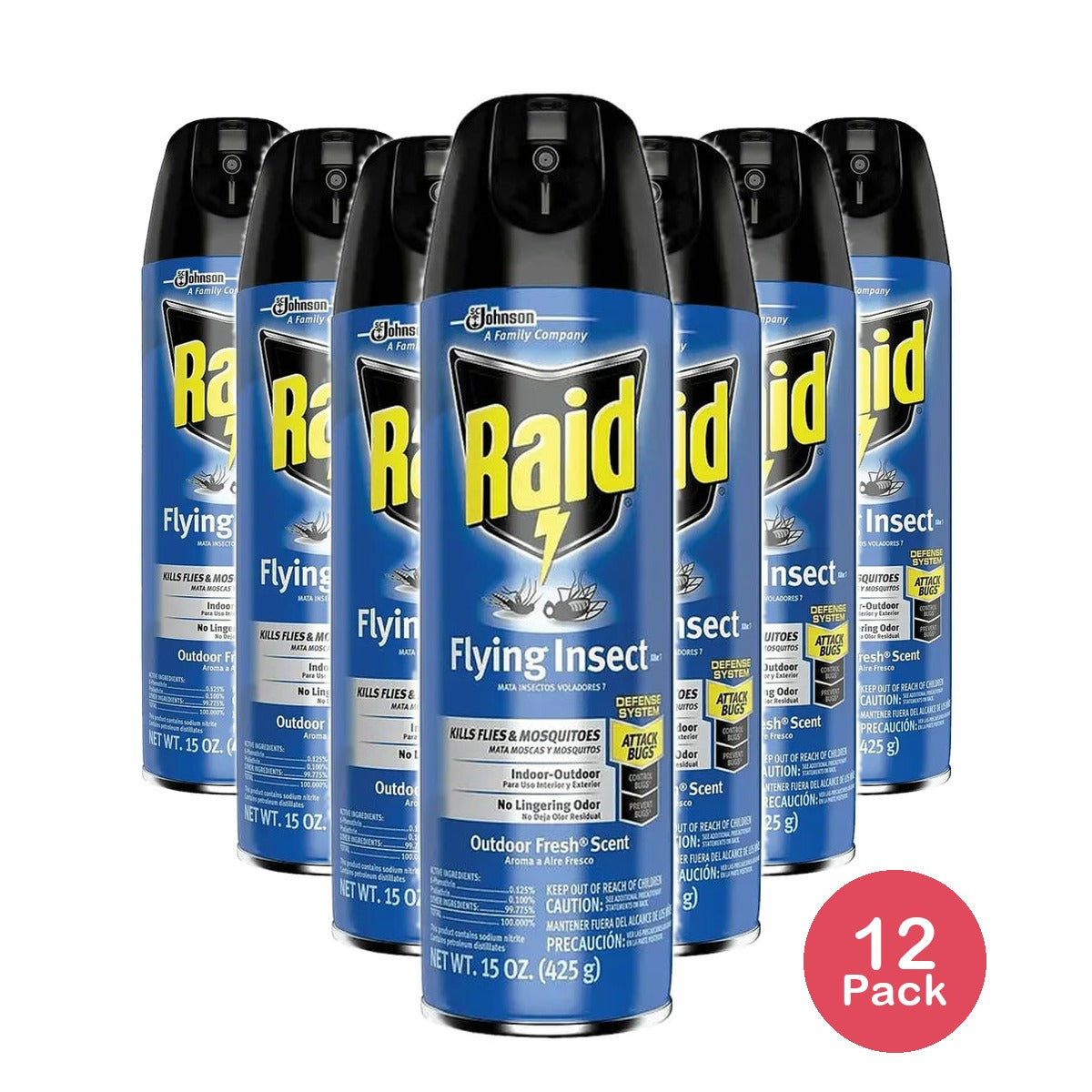 Raid Flying Insect Killer Outdoor Fresh Scent 15Oz (Pack of 12)