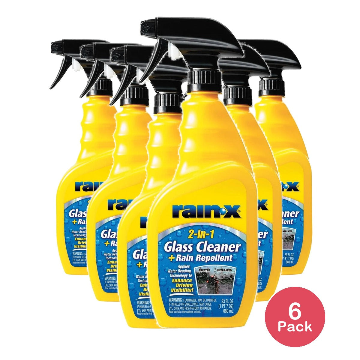 Rain-X Glass Cleaner + Rain Repellent 23 Oz (Pack of 6)