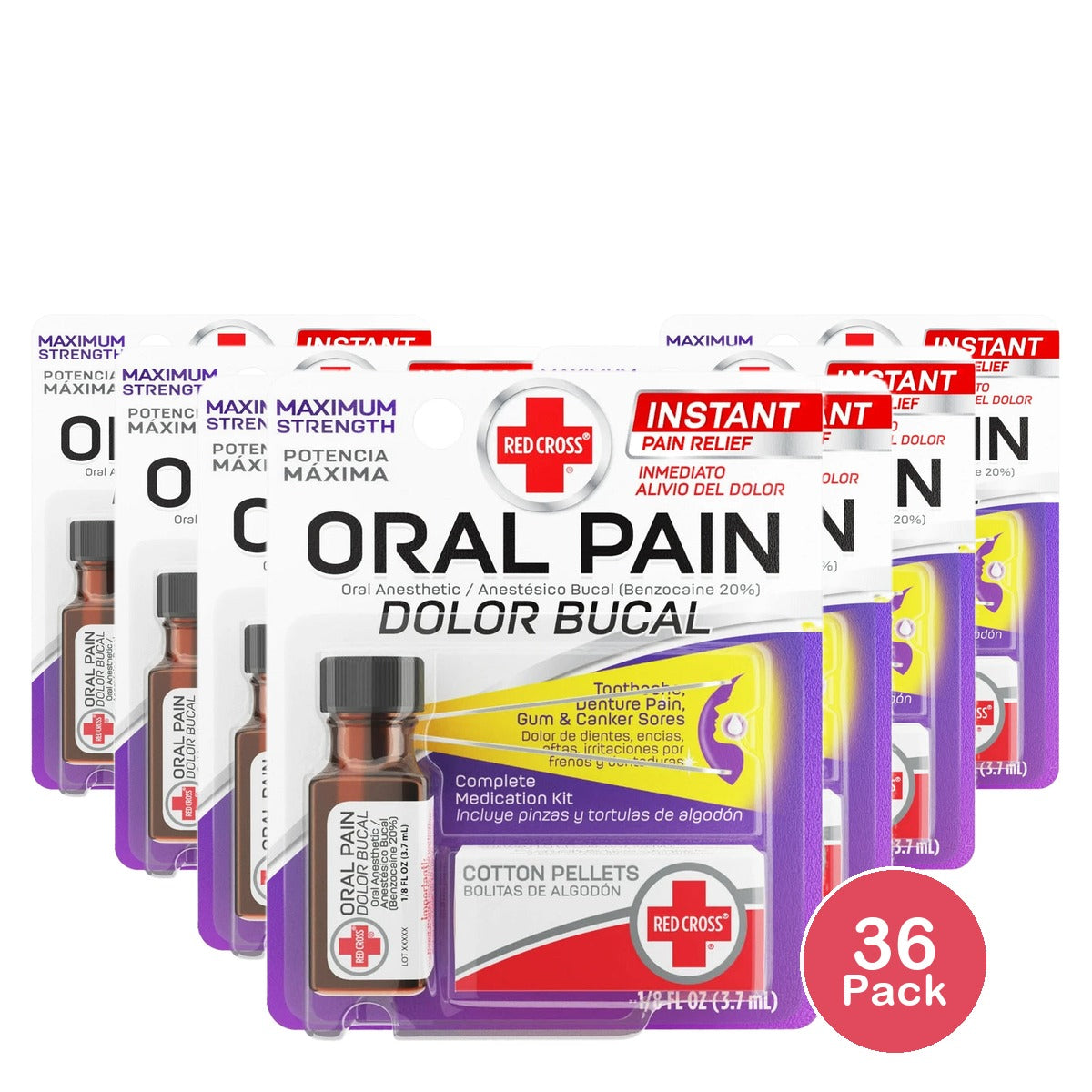 Red Cross Oral Pain Relief 0.12 Fl Oz (Pack Of 36)