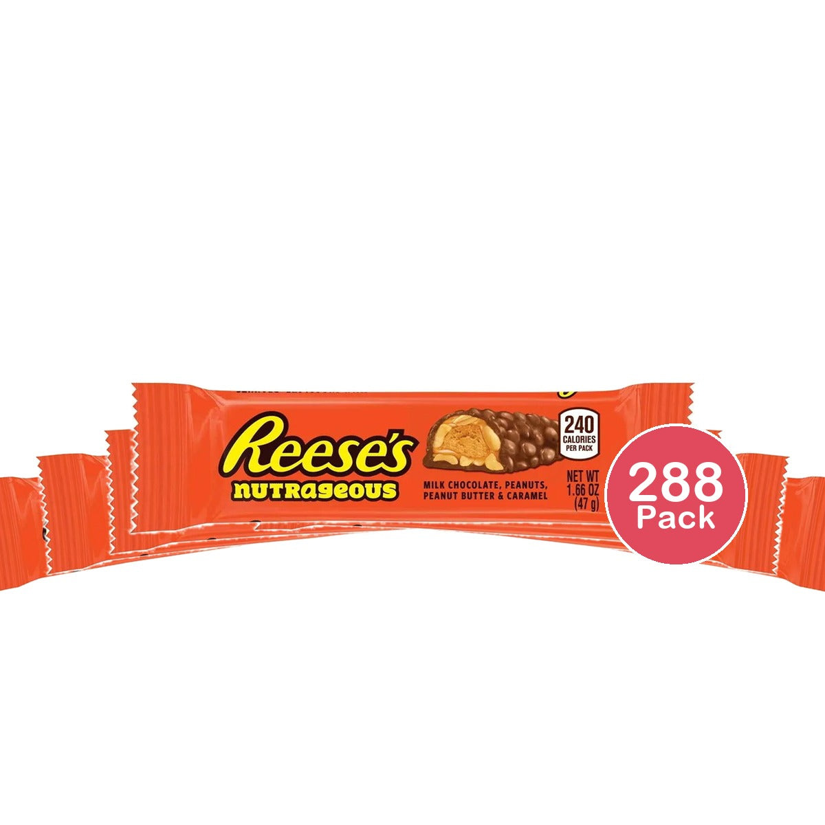Reeses Nutrageous Milk Chocolate Peanut Butter Candy Bar 1.66Oz (Pack of 288)