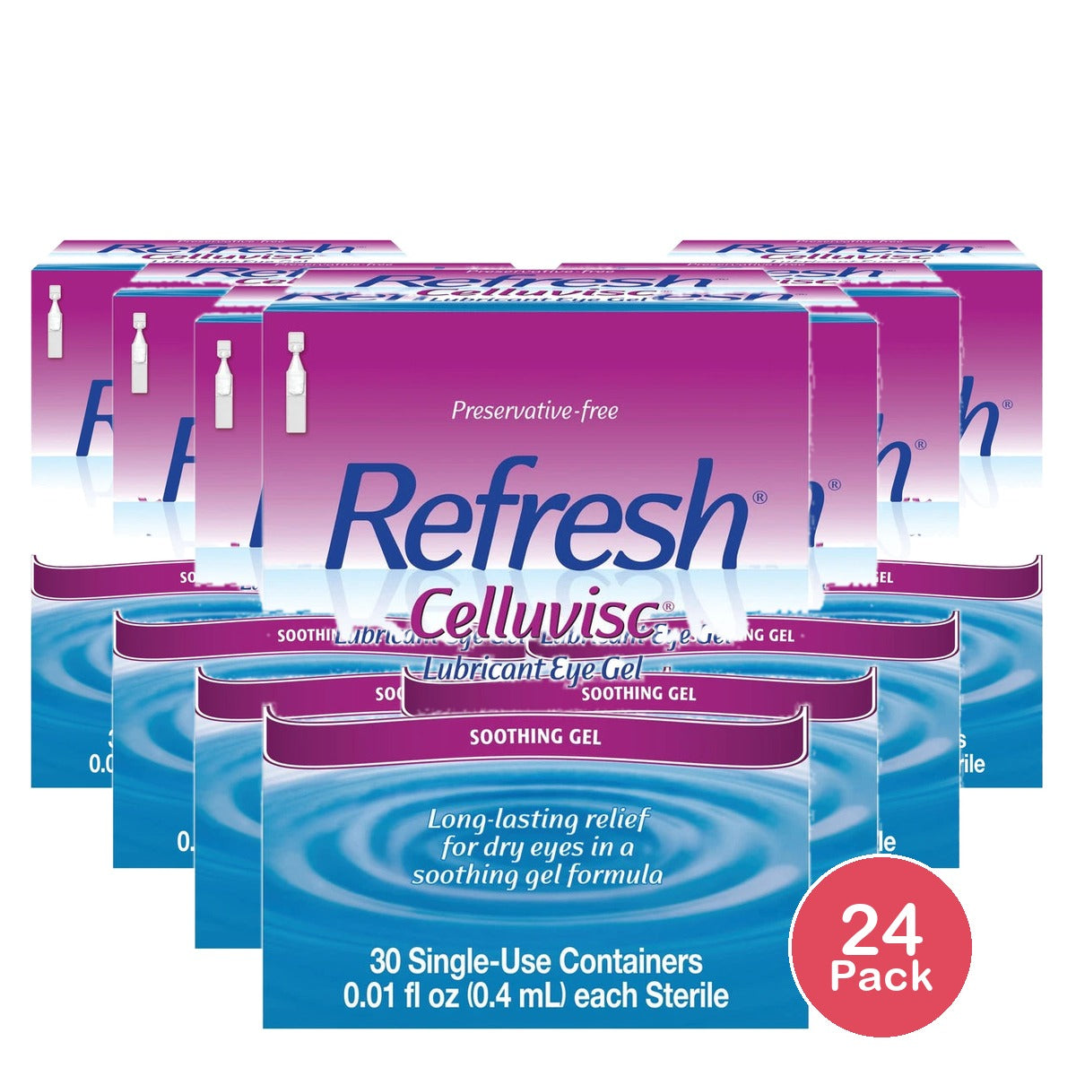 Refresh Celluvisc Lubricant Eye Gel Single-Use Containers - 30 Ct 0.01 Oz (Pack Of 24)