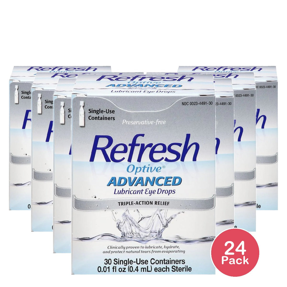 Refresh Optive Advanced Lubricant Eye Drops 0.4 mL (Pack of 24)