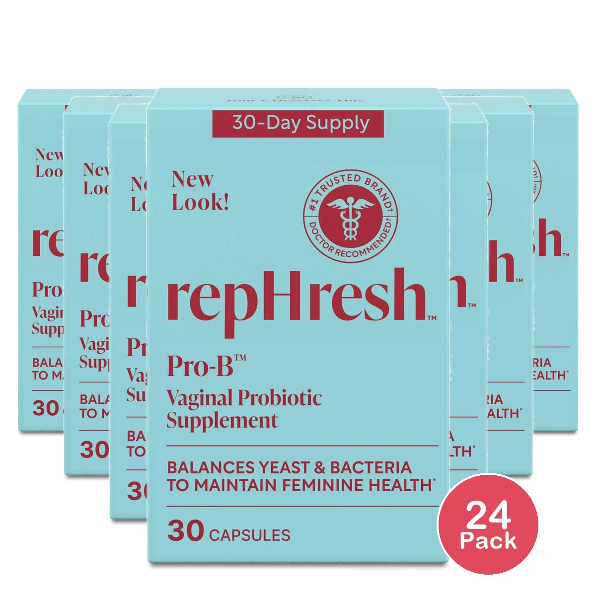 RepHresh Pro-B Probiotic Supplement Capsules for Women - 30ct (Pack of 24)