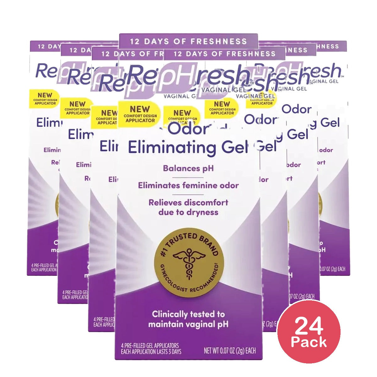 Rephresh Vaginal Personal Lubricant Odor Eliminating Gel 0.14Oz (Pack Of 24)