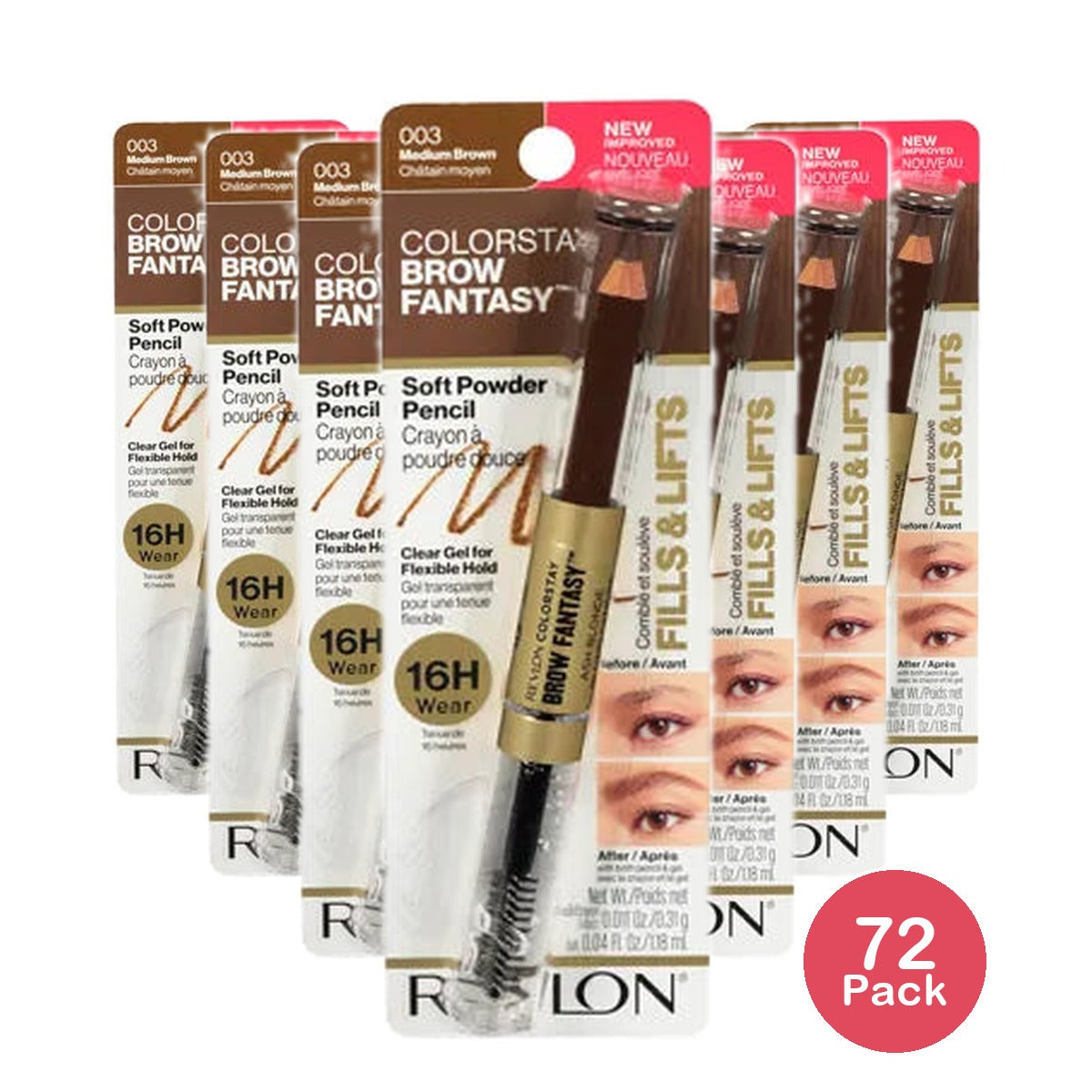 Revlon Brow Fantasy Pencil Medium Brown 0.32oz (Pack of 72)
