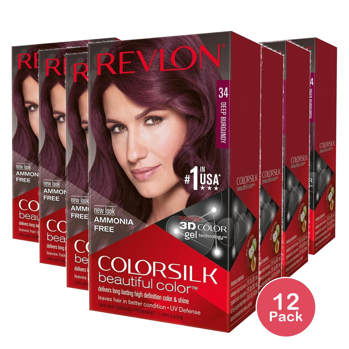 Revlon Colorsilk Beautiful Color #34 Deep Burgundy 1 Application (Pack of 12)