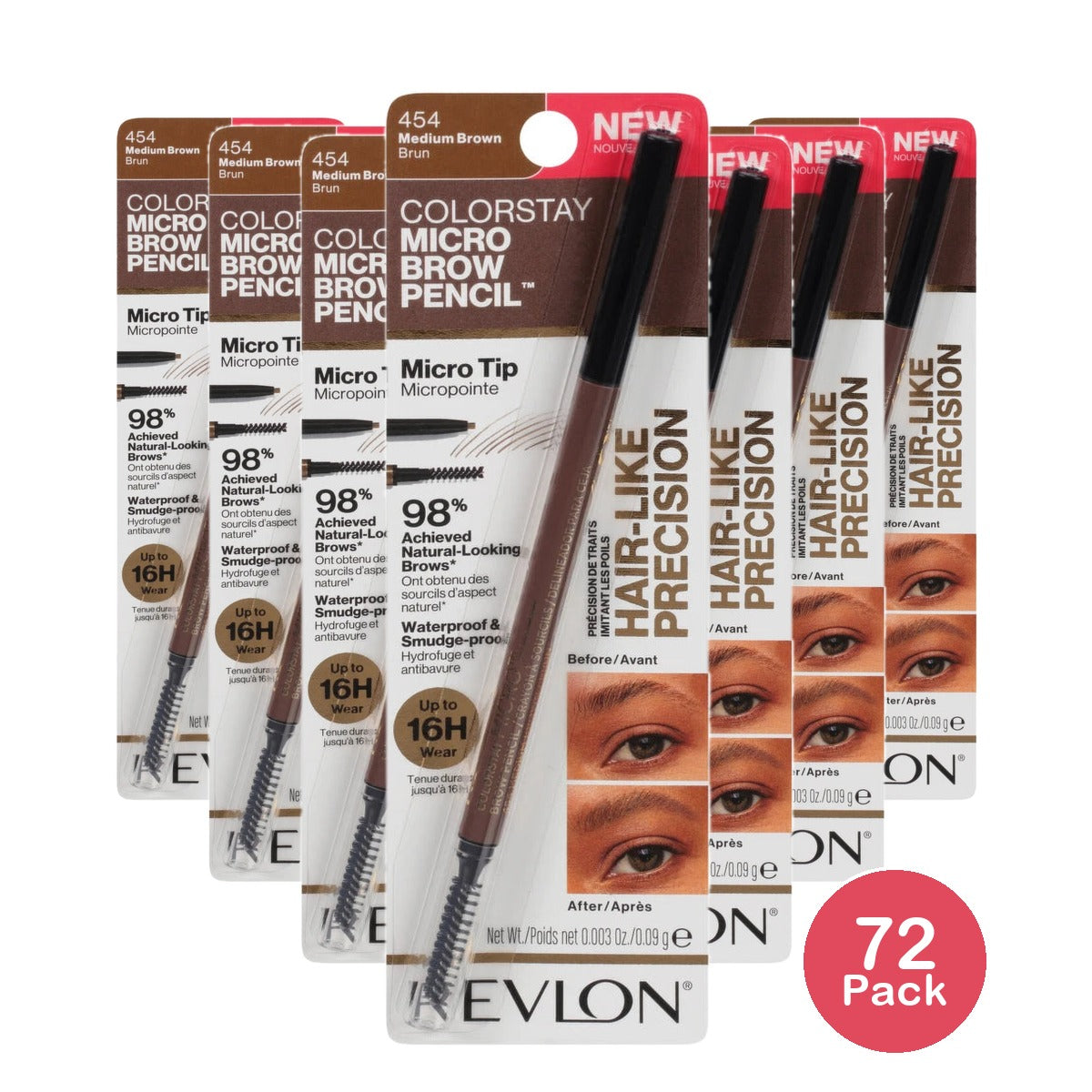 Revlon Colorstay Micro Brow Pencil - Medium Brown - 0.03 Oz (Pack Of 72)