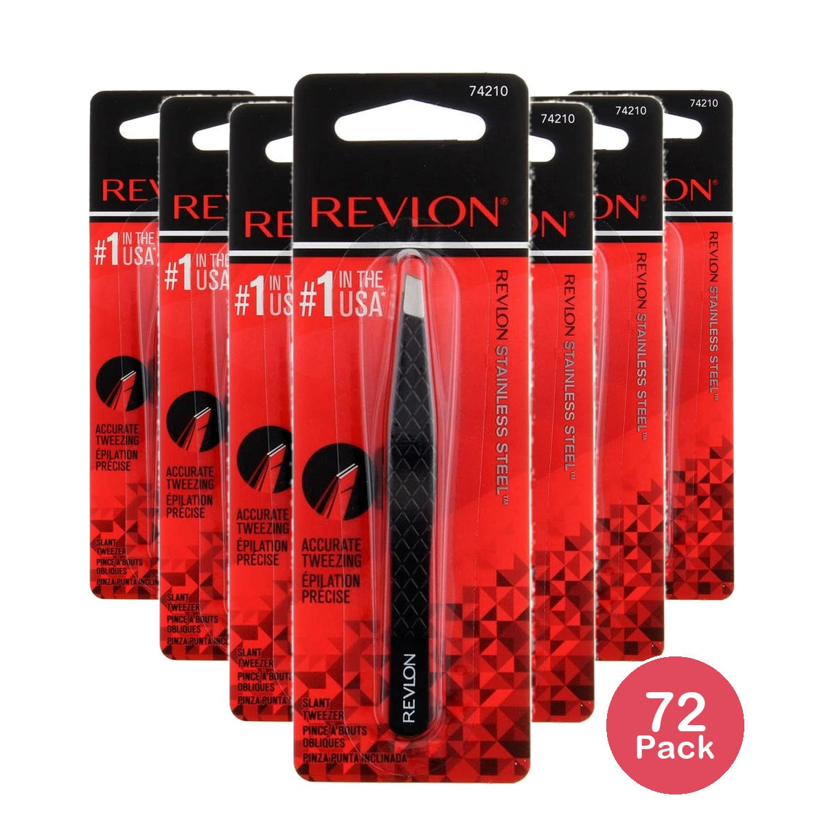 Revlon Expert Made with Stainless Steel, Slant Tip Tweezer 0.64 Oz (Pack of 72)