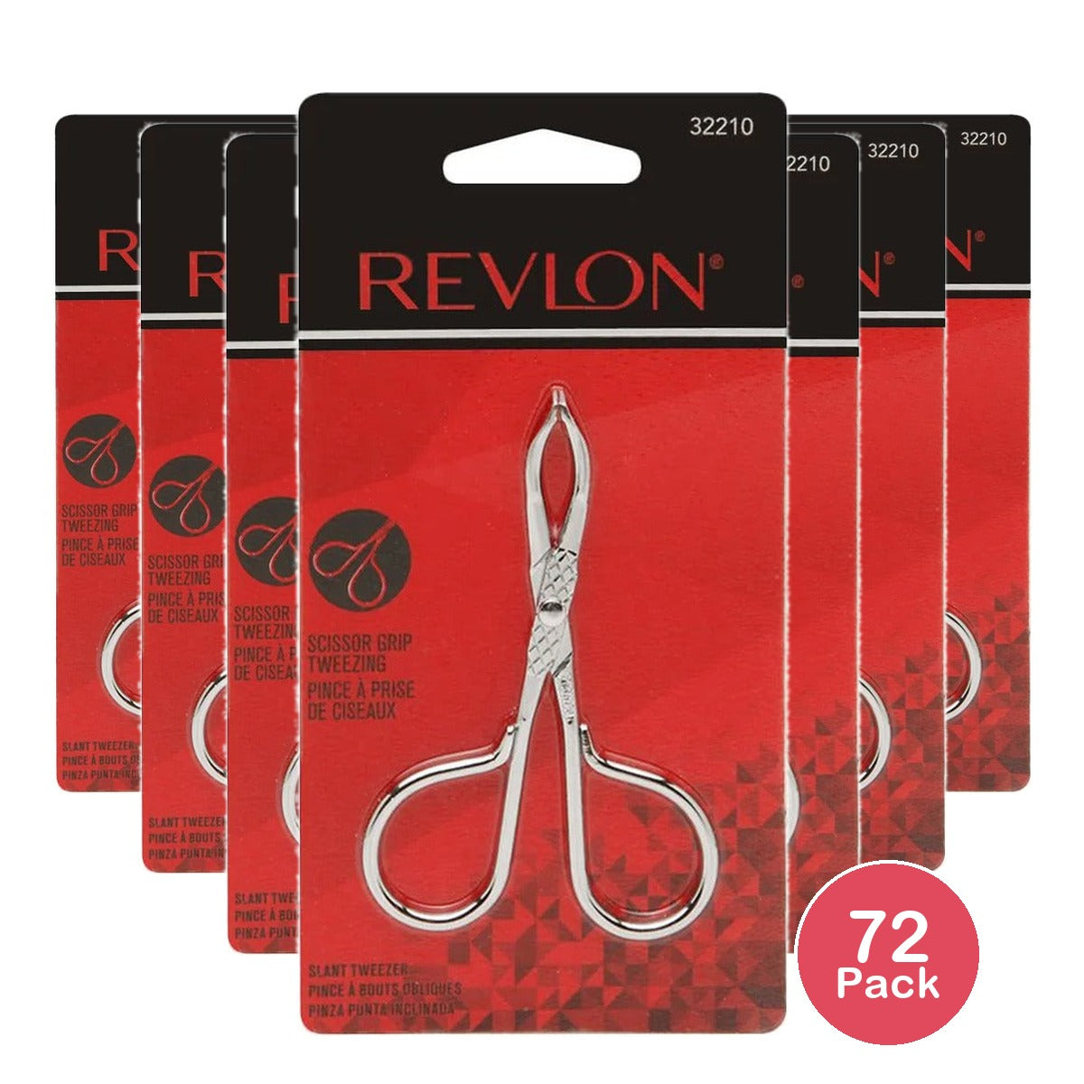 Revlon Slant Tip Scissor Handle Tweezer (Pack of 72)