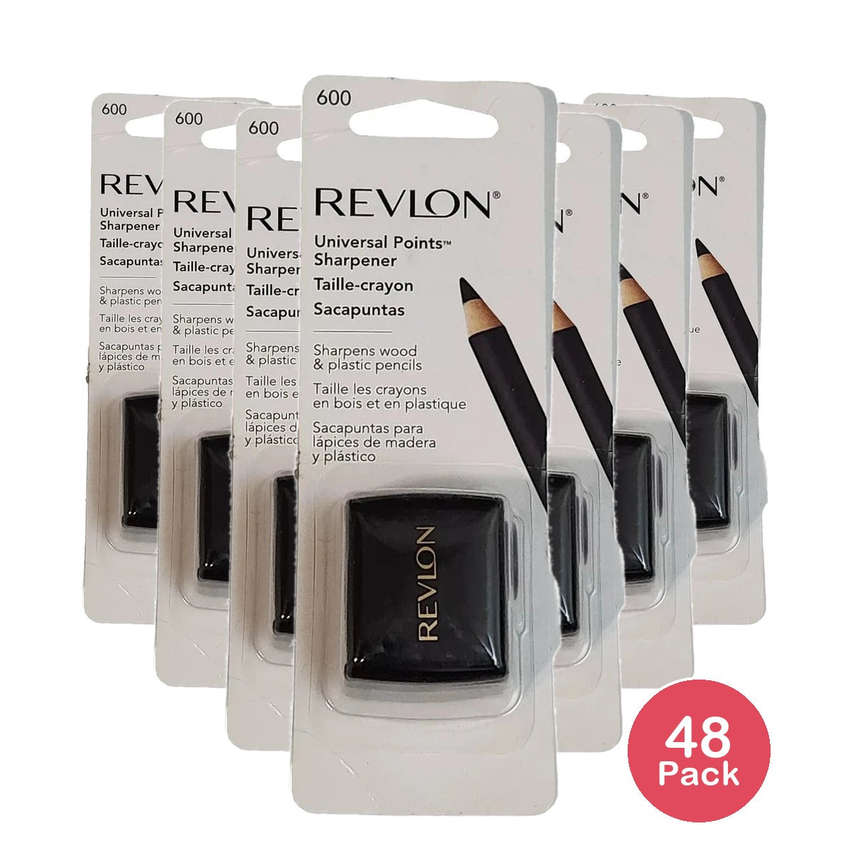 Revlon Universal Points Dual Hole Cosmetic Pencil Sharpener for Eyeliner & Lip Liner Pencils, 1 count 0.64 Oz (Pack of 48)