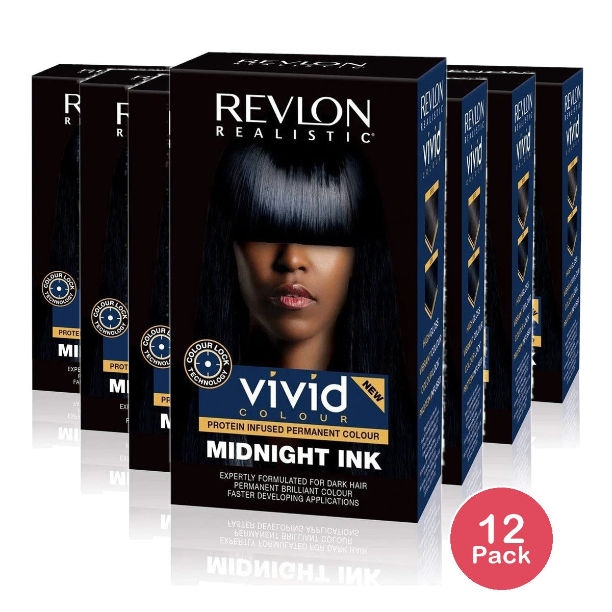 Revlon Vivid Colour Permanent Hair Color Midnight Ink 3.7 Oz (Pack of 12)