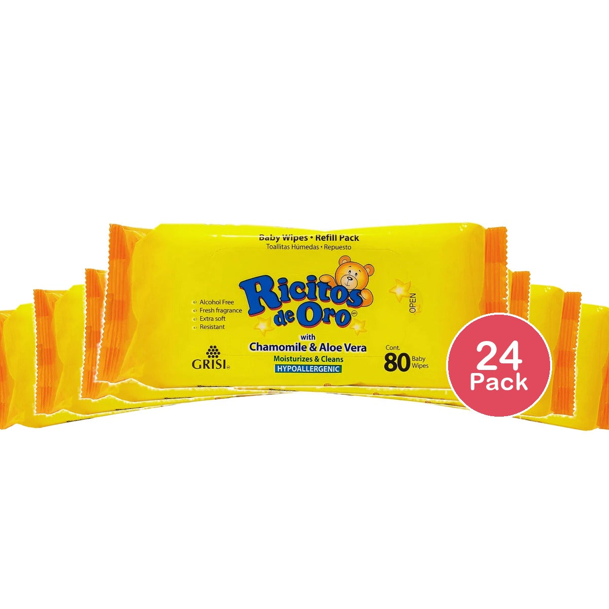 Ricitos de Oro Baby Wipe Chamomile & Aloe Vera 1 Resealable Pack (80 Total Wipes)