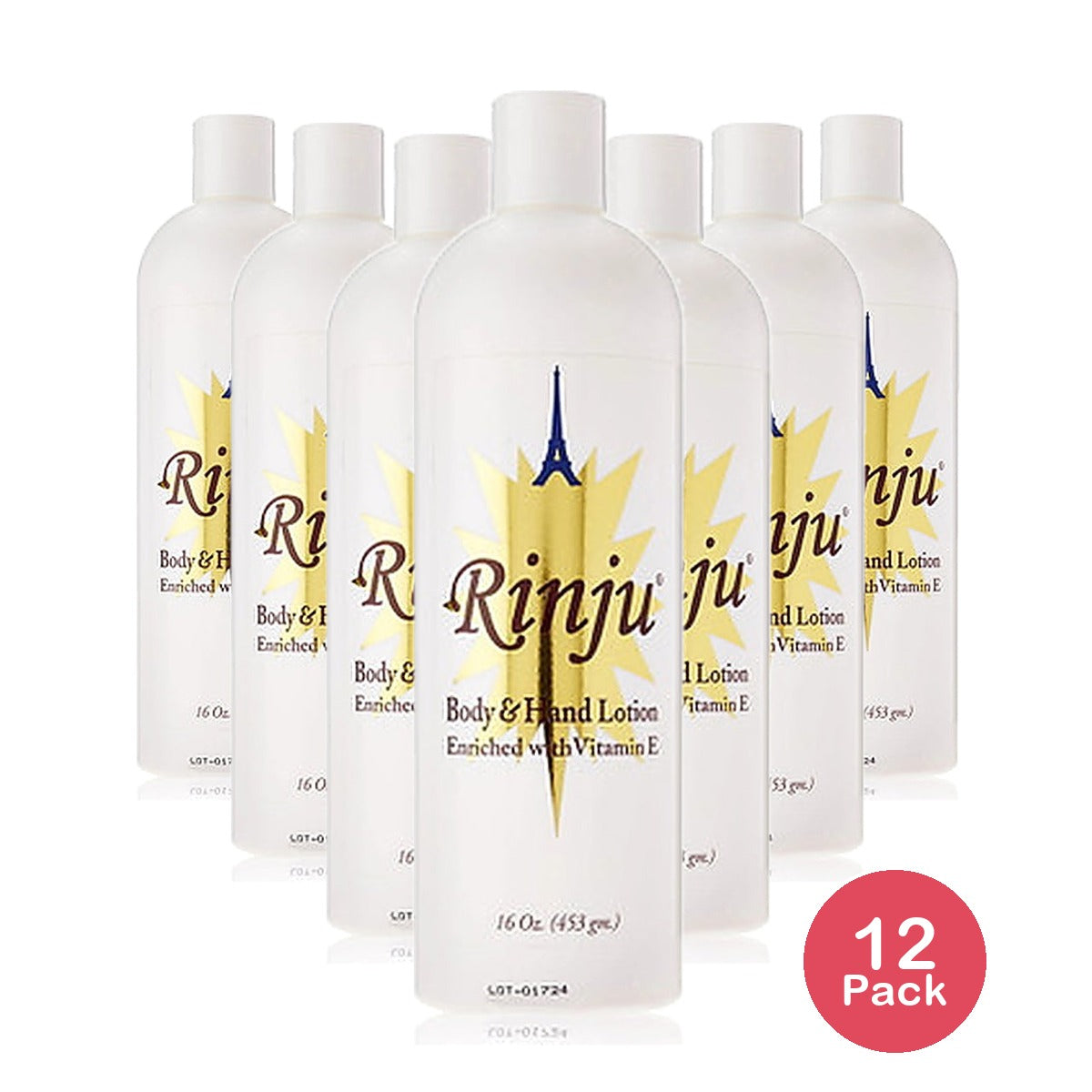 Rinju Body & Hand Lotion Enriched With Vitamin E 16 Oz (Pack of 12)